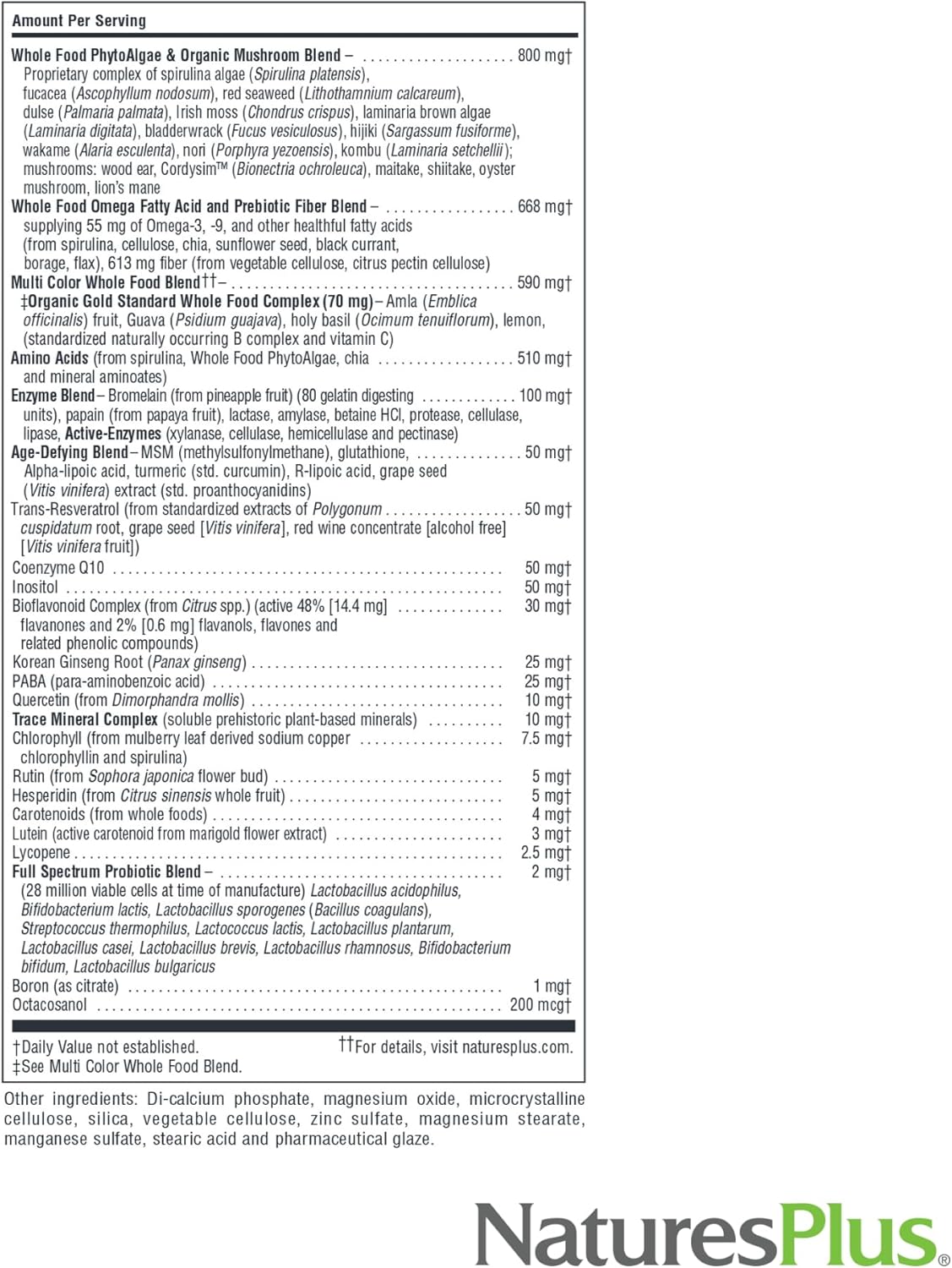 Natures Plus Source of Life Gold Multivitamin 180 Tablets - Blood & Bone Support - Vitamins D3, B12, K2 - 120+ Whole Food Nutrients - 60 Servings