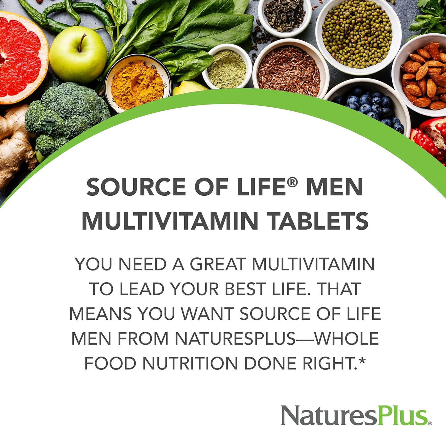 Natures Plus Source of Life Men Multivitamin - 60 Vegetarian Tablets - Whole Food Supplement for Natural Energy & Wellbeing - Gluten-Free