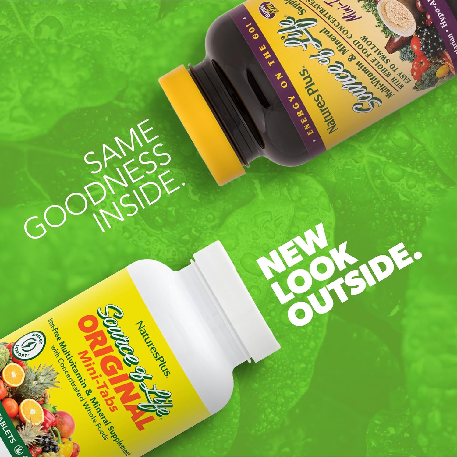 Natures Plus Source of Life Mini-Tabs No Iron - 180 Vegetarian Tablets - Natural Whole Food Multivitamin for Health & Energy - 30 Servings