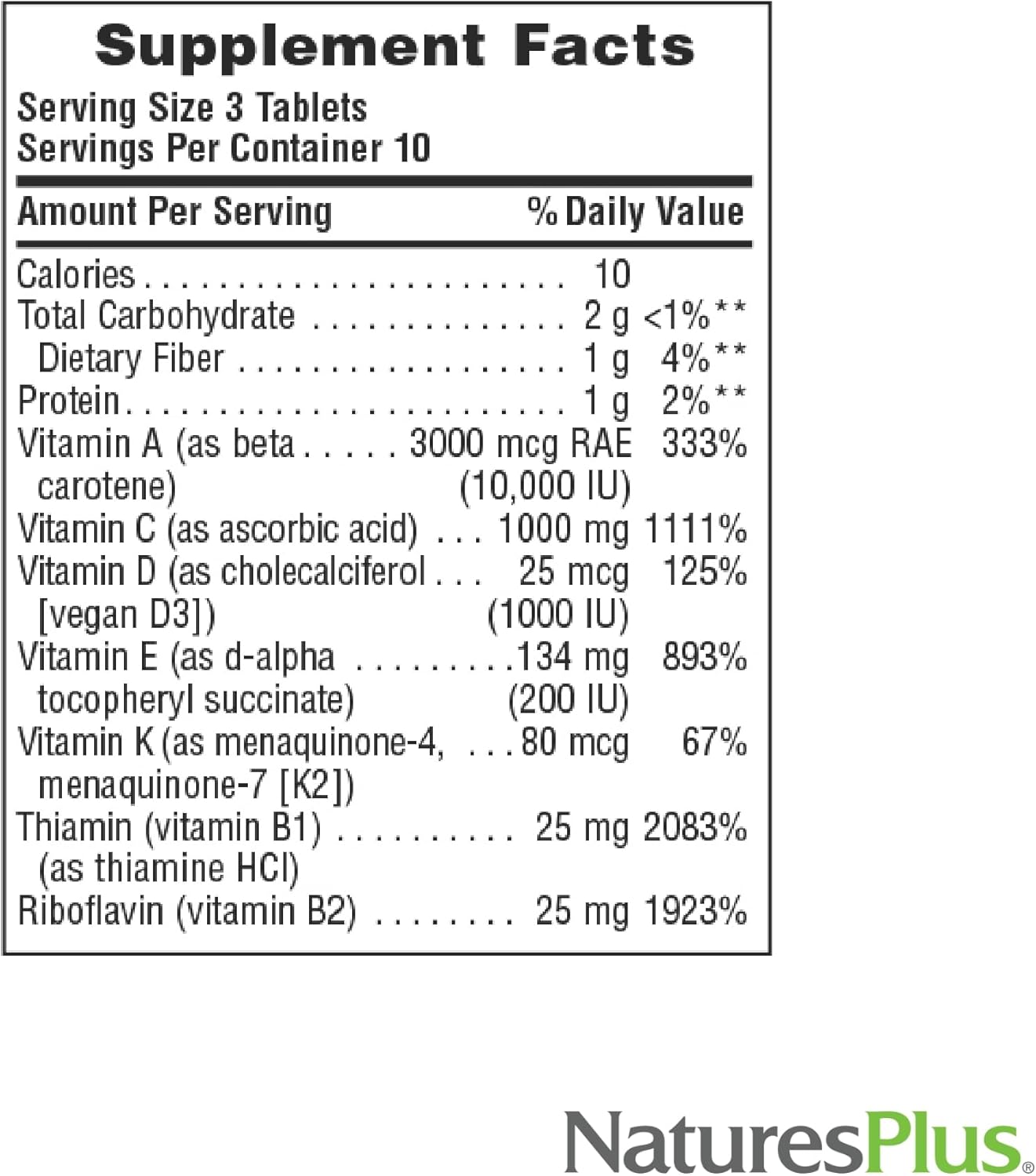 Natures Plus Source of Life Multivitamin & Mineral Supplement - 30 Tablets, Supports Natural Energy & Well-Being, Gluten-Free & Vegetarian - 10 Servings