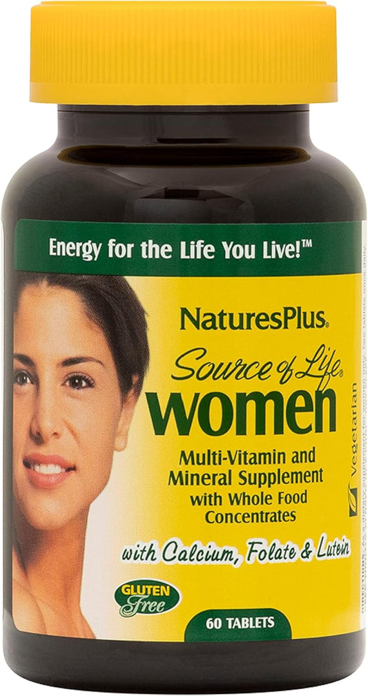 Natures Plus Source of Life Women - 60 Vegetarian Tablets - Whole Food Multivitamin for Health & Energy - Gluten-Free - 30 Servings