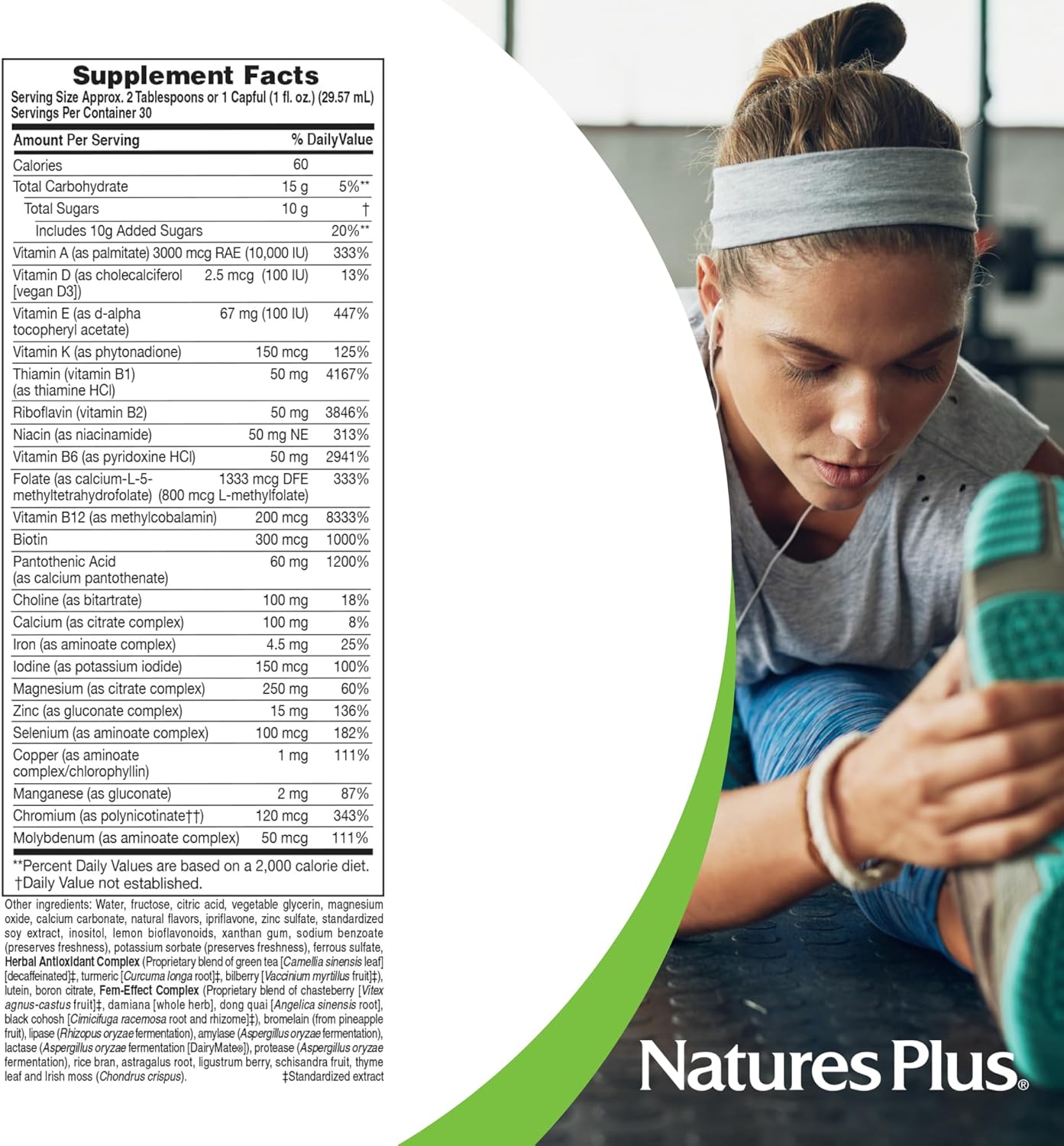 Natures Plus Source of Life Women Liquid Multivitamin - Natural Berry Flavor - Whole Foods & Minerals - Energy Support - Vegetarian & Gluten-Free - 30 Servings