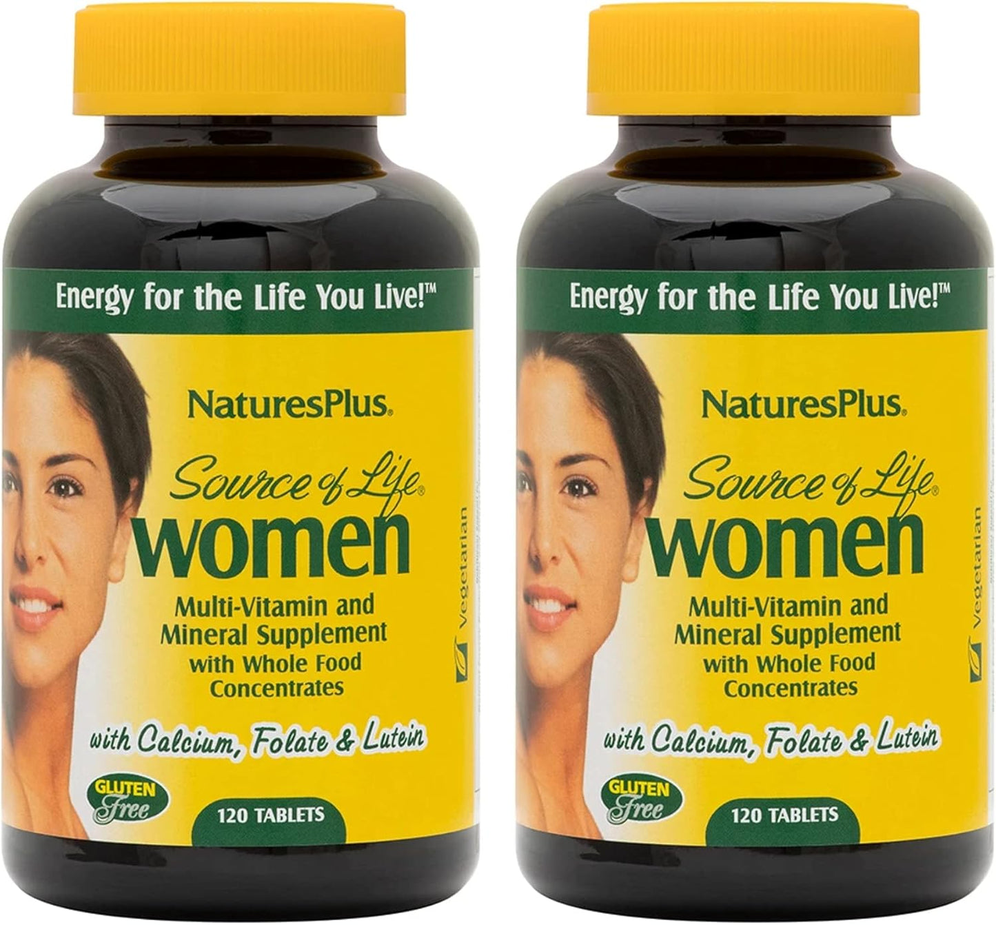 Natures Plus Source of Life Women Multivitamin - 120 Vegetarian Tablets - Whole Foods, Enzymes & Minerals - Supports Overall Health & Energy - Gluten-Free - 60 Servings