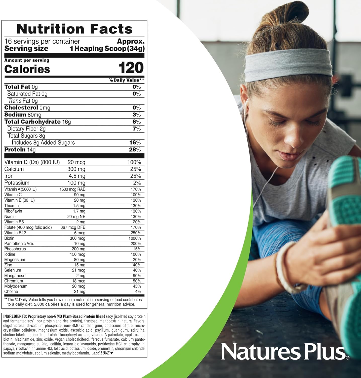 Natures Plus SPIRU-TEIN Banana Shake - 1.2 lbs Spirulina Protein Powder - Plant Based Meal Replacement with Vitamins & Minerals - Vegetarian, Gluten-Free - 16 Servings