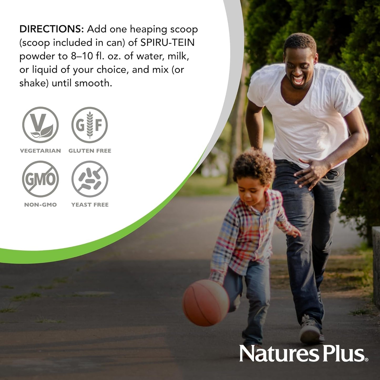 Natures Plus SPIRU-TEIN Chocolate Peanut Butter Spirulina Protein Powder 1.2 lbs - 17 Servings