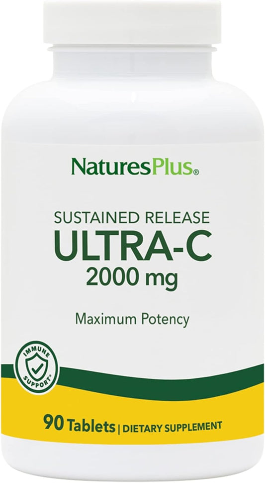 Natures Plus Ultra C with Rose HIPS 2000mg Sustained Release Tablets - Immune Support & Antioxidant - Gluten-Free - 90 Servings