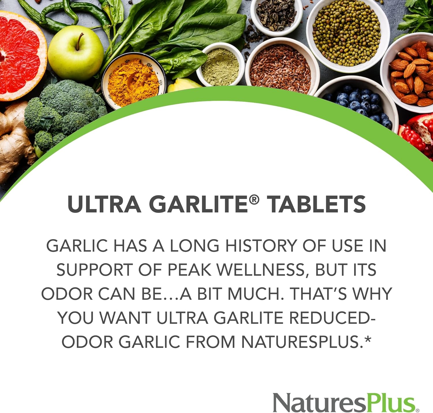 Natures Plus Ultra Garlite 1000mg Sustained Release Vegetarian Tablets - 90 Servings
