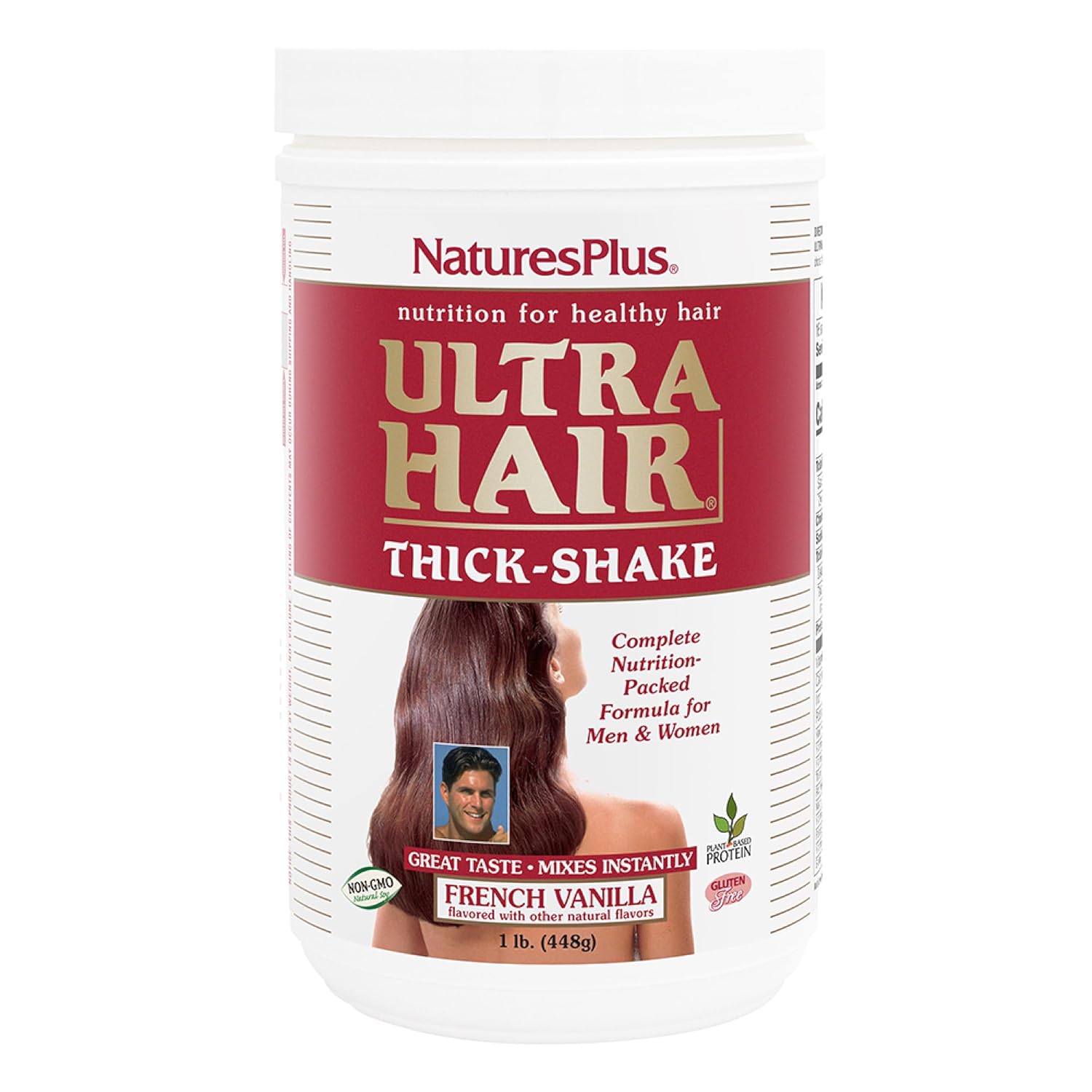 Natures Plus Ultra Hair Thick Shake - 1 lb, French Vanilla Hair Protein Shake with Vitamins & Minerals for Healthy Hair Growth - Non-GMO, Gluten-Free - 16 Servings