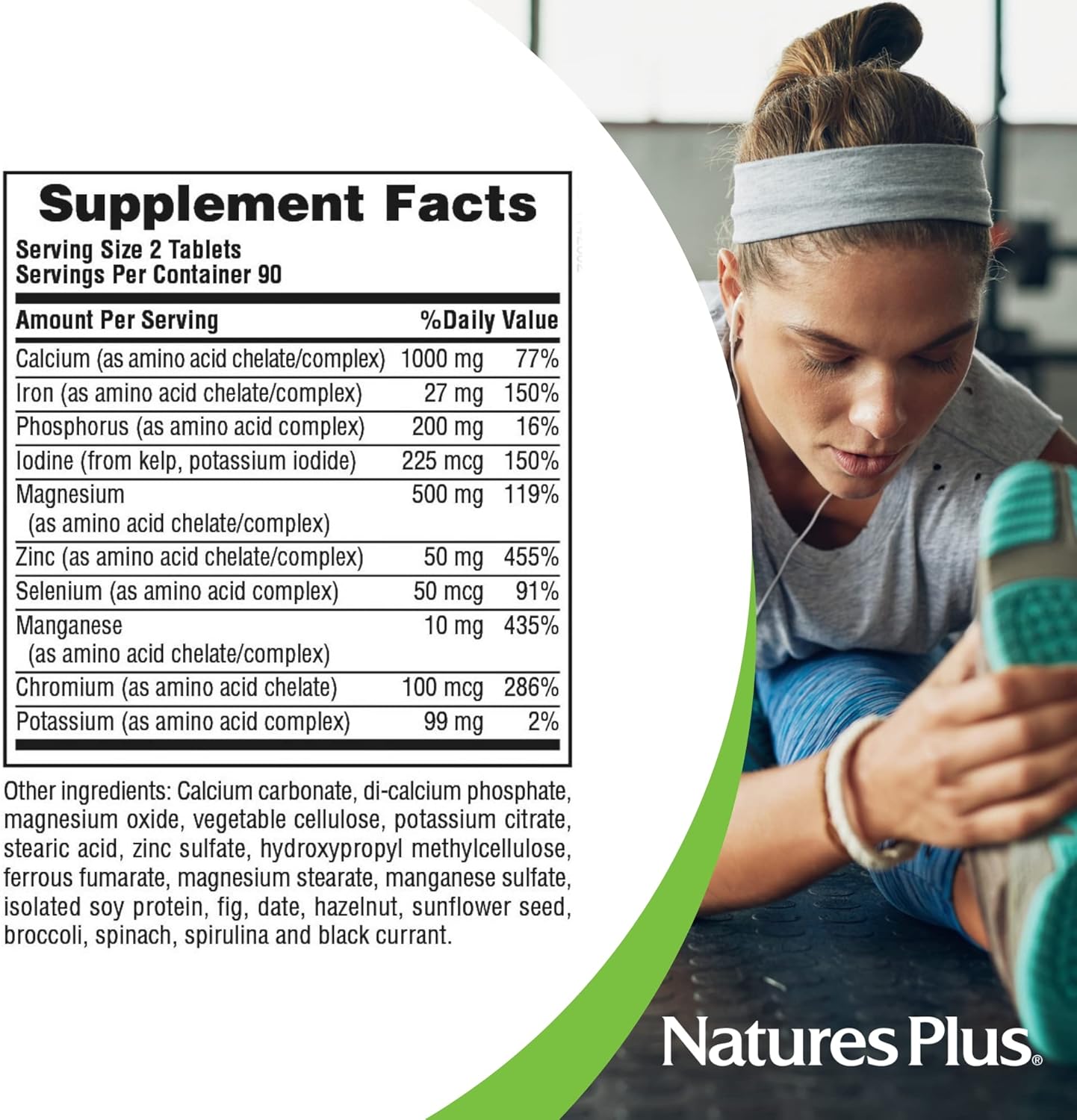 Natures Plus Ultra Mins - 180 Vegetarian Tablets - High Potency Amino Acid Chelated Complex Supplement for Bone Health and Energy - Gluten-Free - 90 Servings