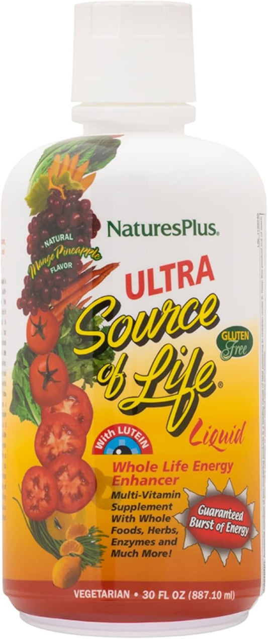 Natures Plus Ultra Source of Life Liquid Multivitamin Supplement - Mango Pineapple Flavor - 30 fl oz Bottle - Vegetarian & Gluten-Free