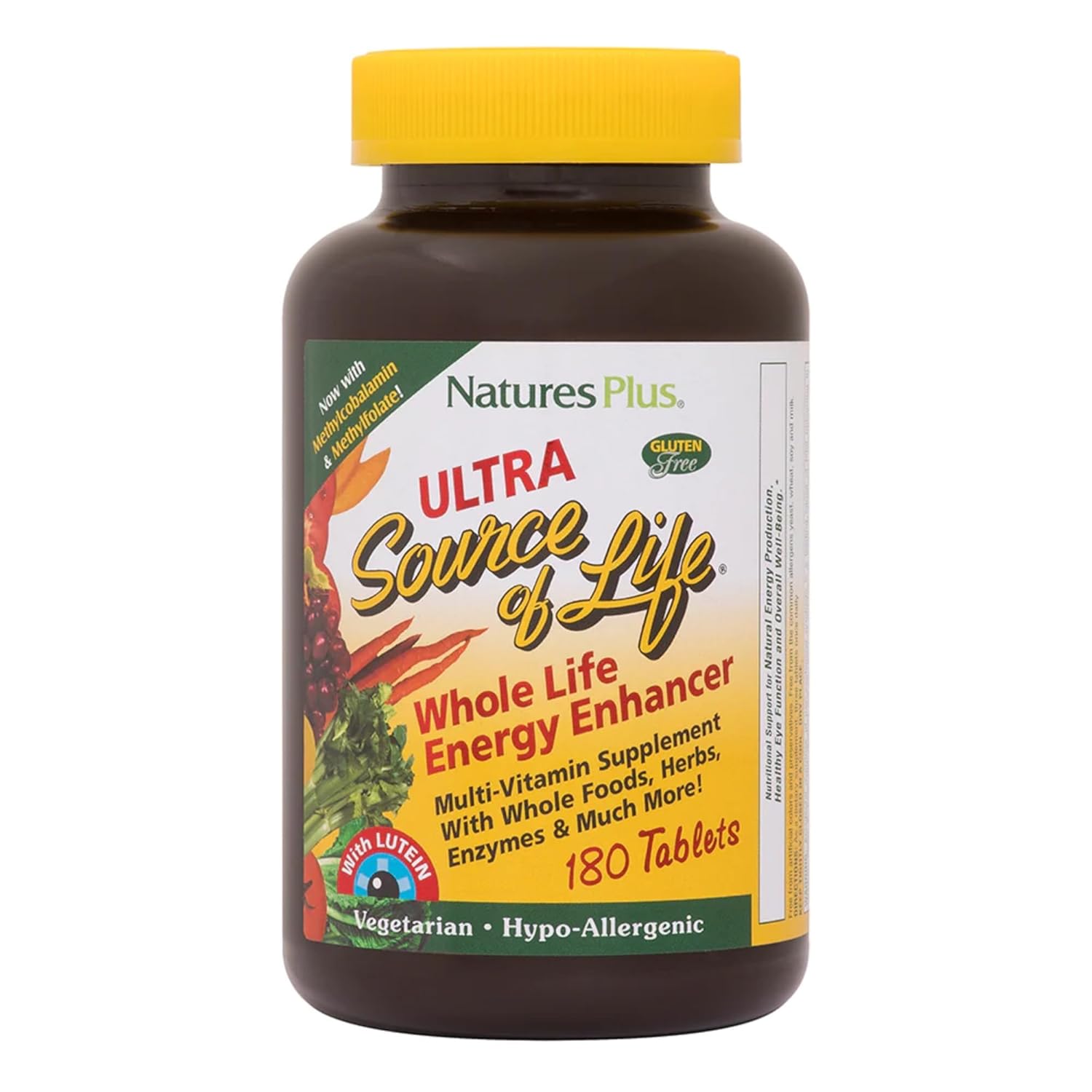 Natures Plus Ultra Source of Life Multivitamin - 180 Tablets - Immune Health Support with Lutein & Vitamin D3 - Vegetarian & Gluten Free