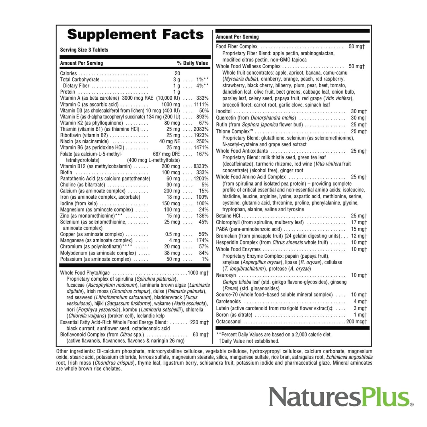 Natures Plus Ultra Source of Life Multivitamin - 180 Tablets - Immune Health Support with Lutein & Vitamin D3 - Vegetarian & Gluten Free