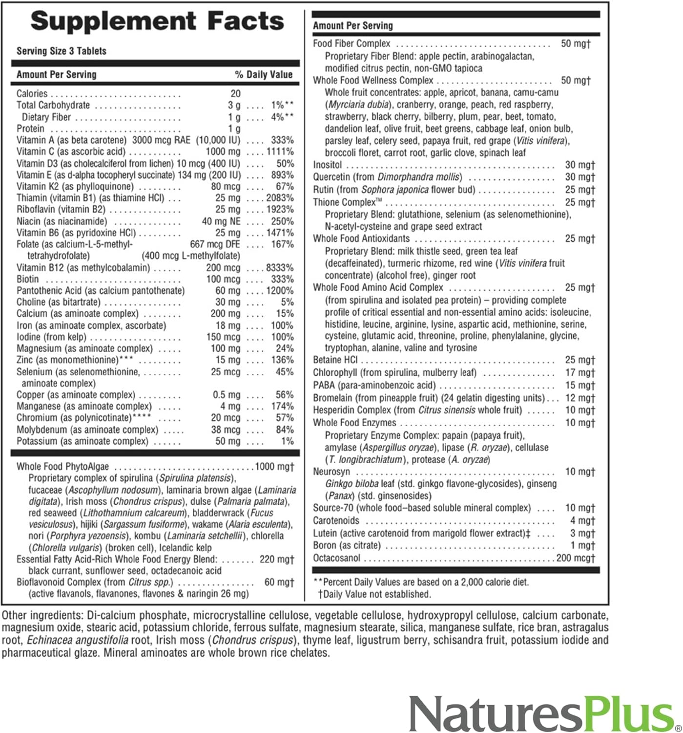 Natures Plus Ultra Source of Life Multivitamin - 90 Tablets - Immune Health, Energy & Well-Being Support - Lutein & Vitamin D3 - Vegetarian & Gluten Free - 30 Servings