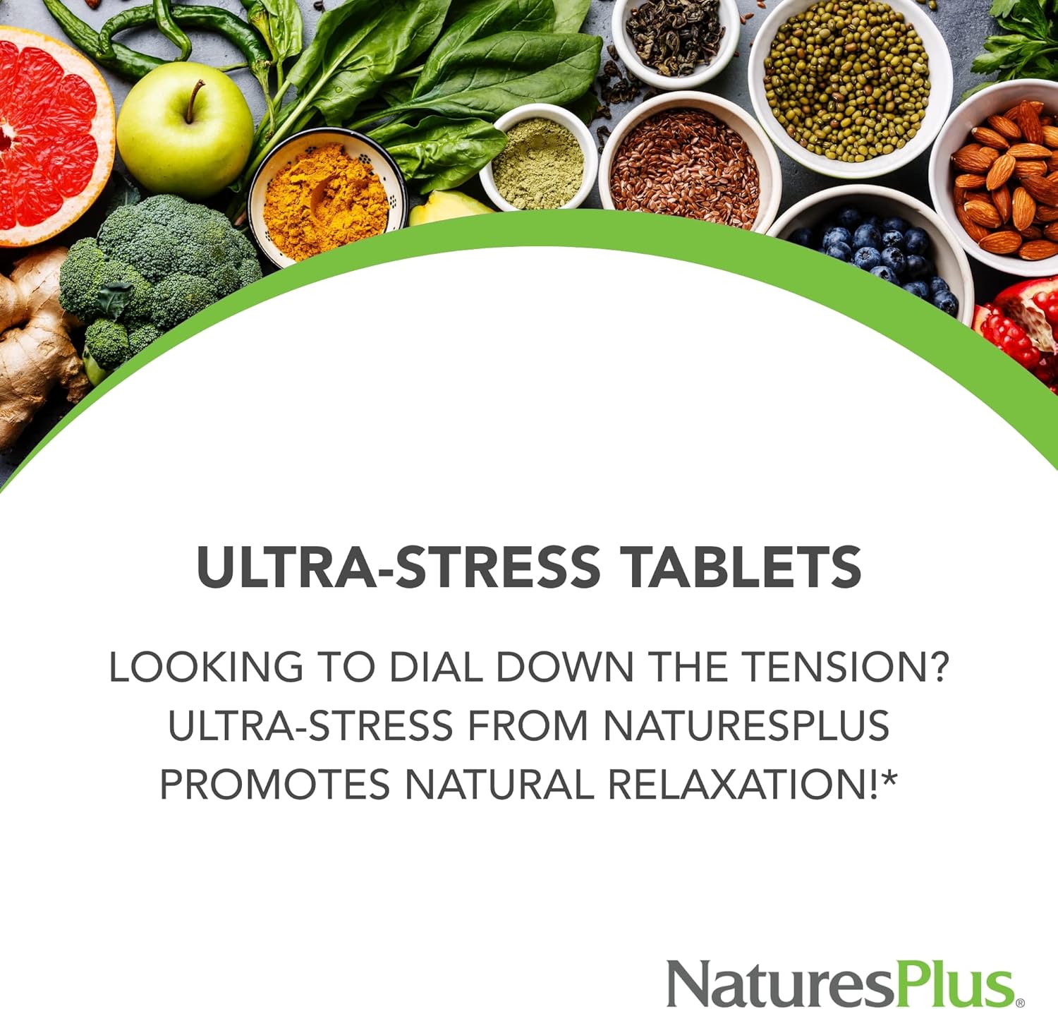 Natures Plus Ultra-Stress with Iron - Vegetarian Stress Relief Supplement - B-Complex & Vitamin C - Energy Booster, Mood Enhancer - 30 Tablets