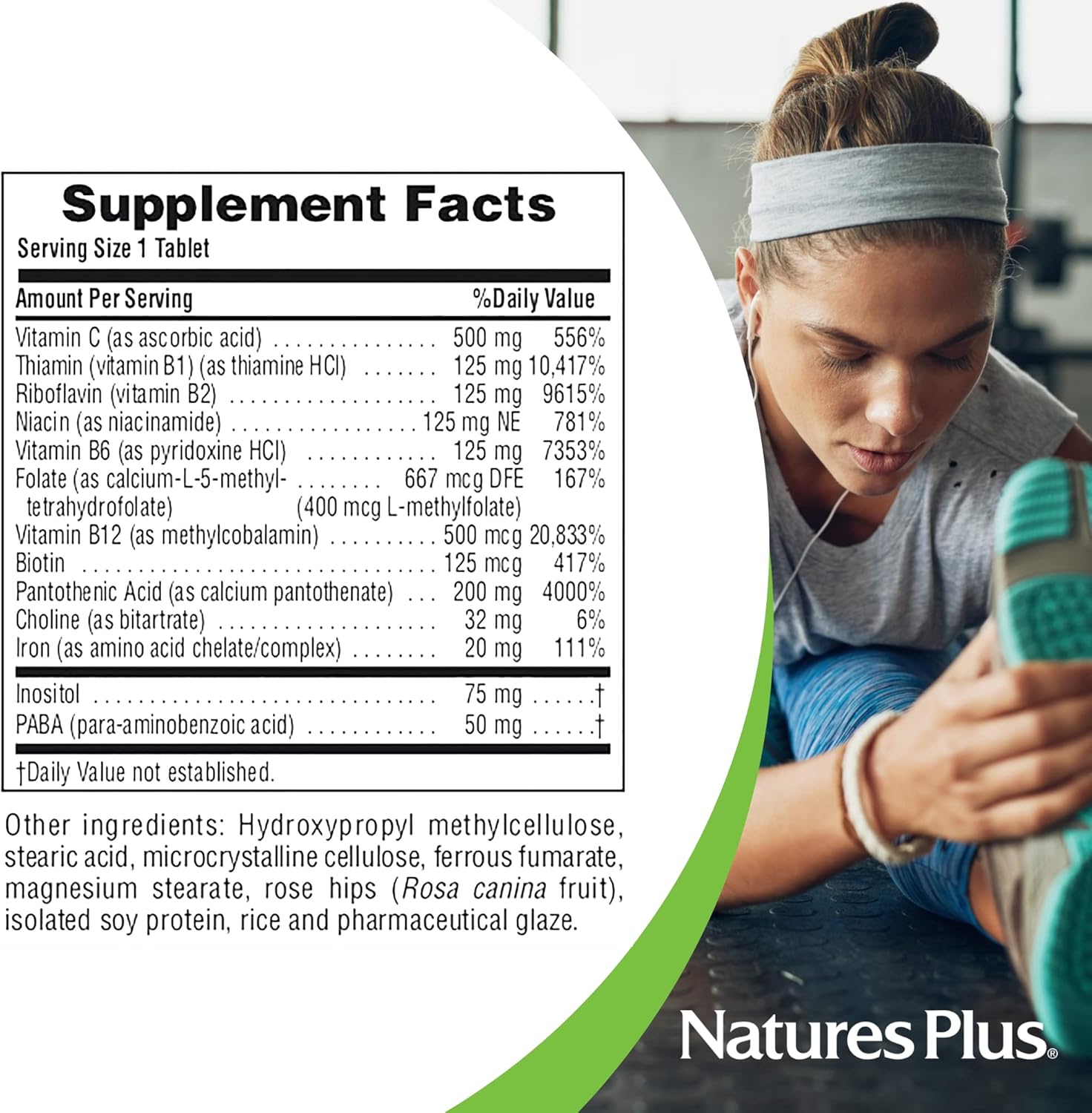 Natures Plus Ultra-Stress with Iron - Vegetarian Stress Relief Supplement - B-Complex & Vitamin C - Energy Booster, Mood Enhancer - 30 Tablets