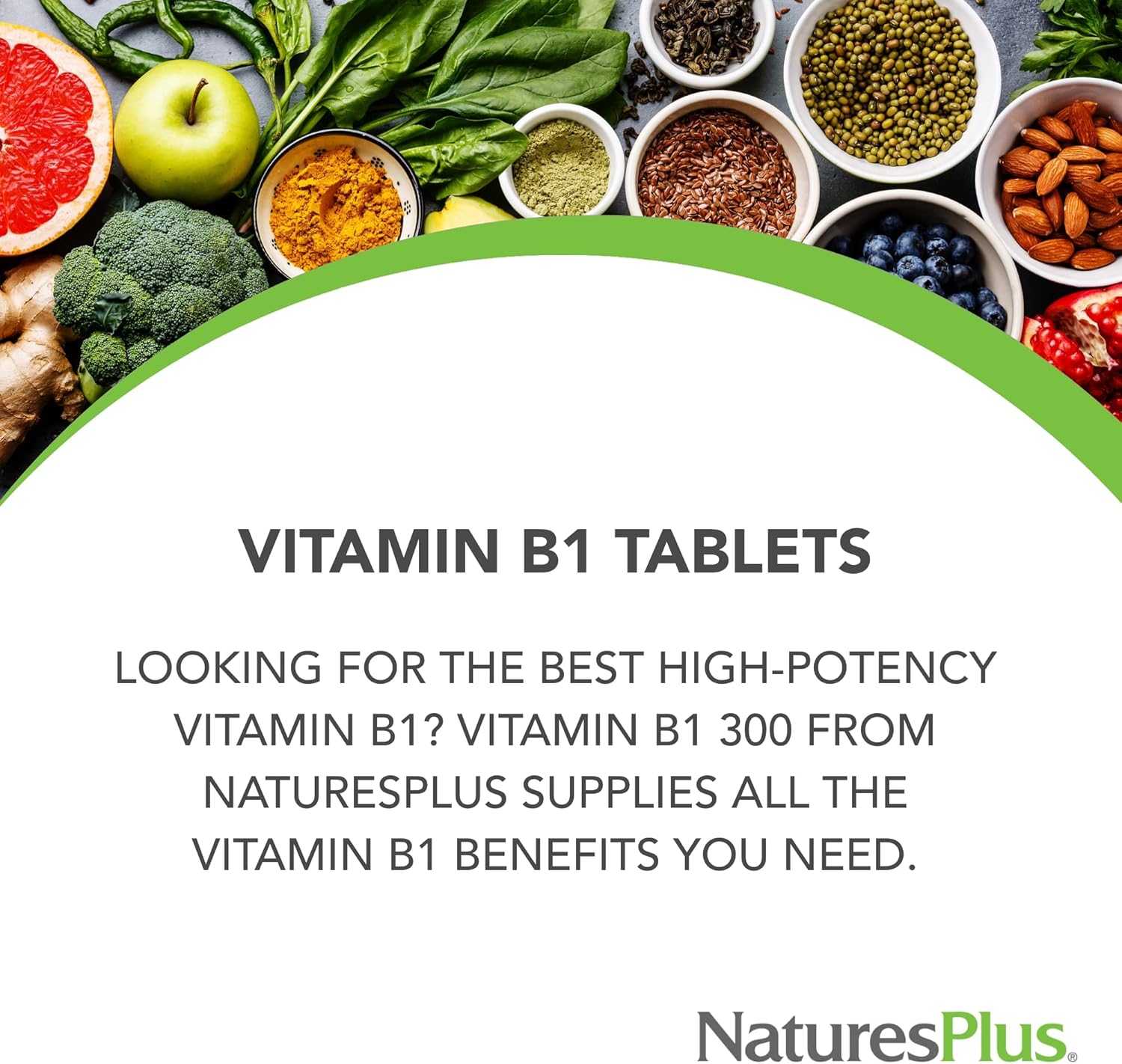 Natures Plus Vitamin B1 Sustained Release Tablets - 300 mg, 90 Vegetarian Tabs - Gluten-Free - 90 Servings