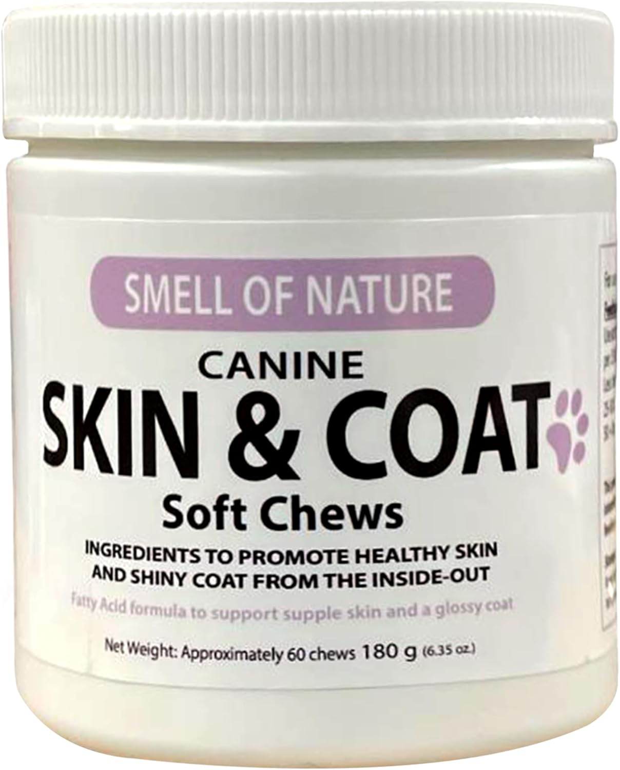 Nature's Scent Dog Skin & Coat Chewable Supplement - Omega Fatty Acids & Vitamins for Healthy Skin & Coat - All Ages & Breeds - 60 Chews