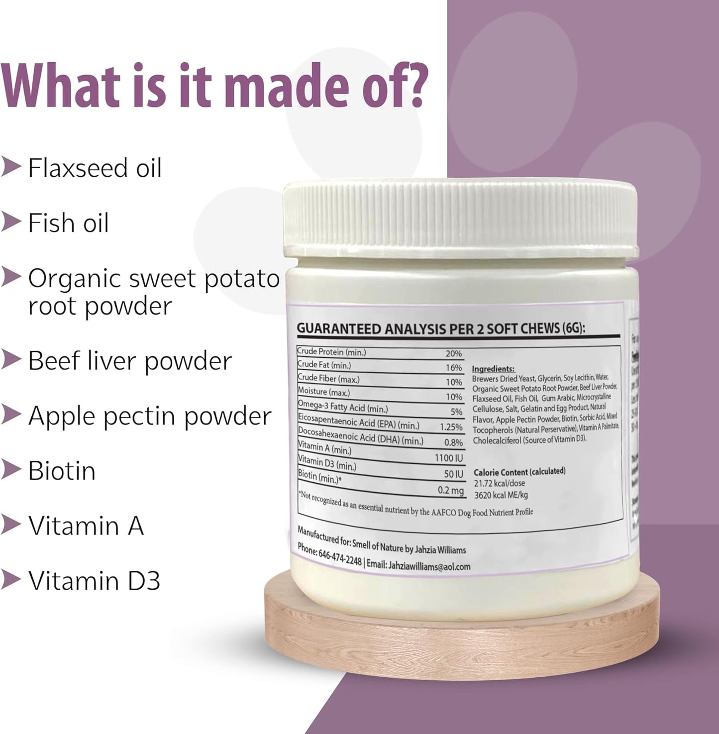 Nature's Scent Dog Skin & Coat Chewable Supplement - Omega Fatty Acids & Vitamins for Healthy Skin & Coat - All Ages & Breeds - 60 Chews