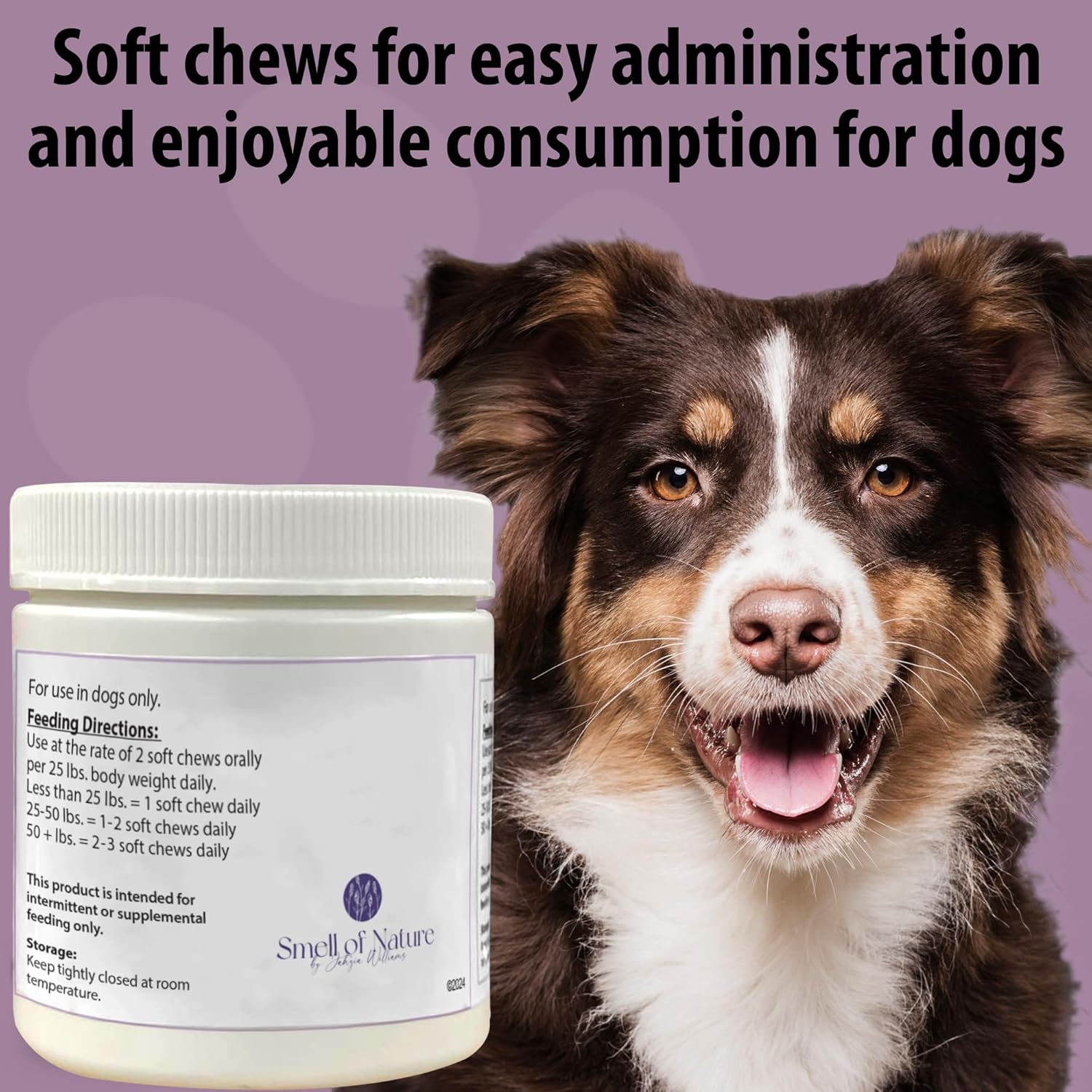 Nature's Scent Dog Skin & Coat Chewable Supplement - Omega Fatty Acids & Vitamins for Healthy Skin & Coat - All Ages & Breeds - 60 Chews