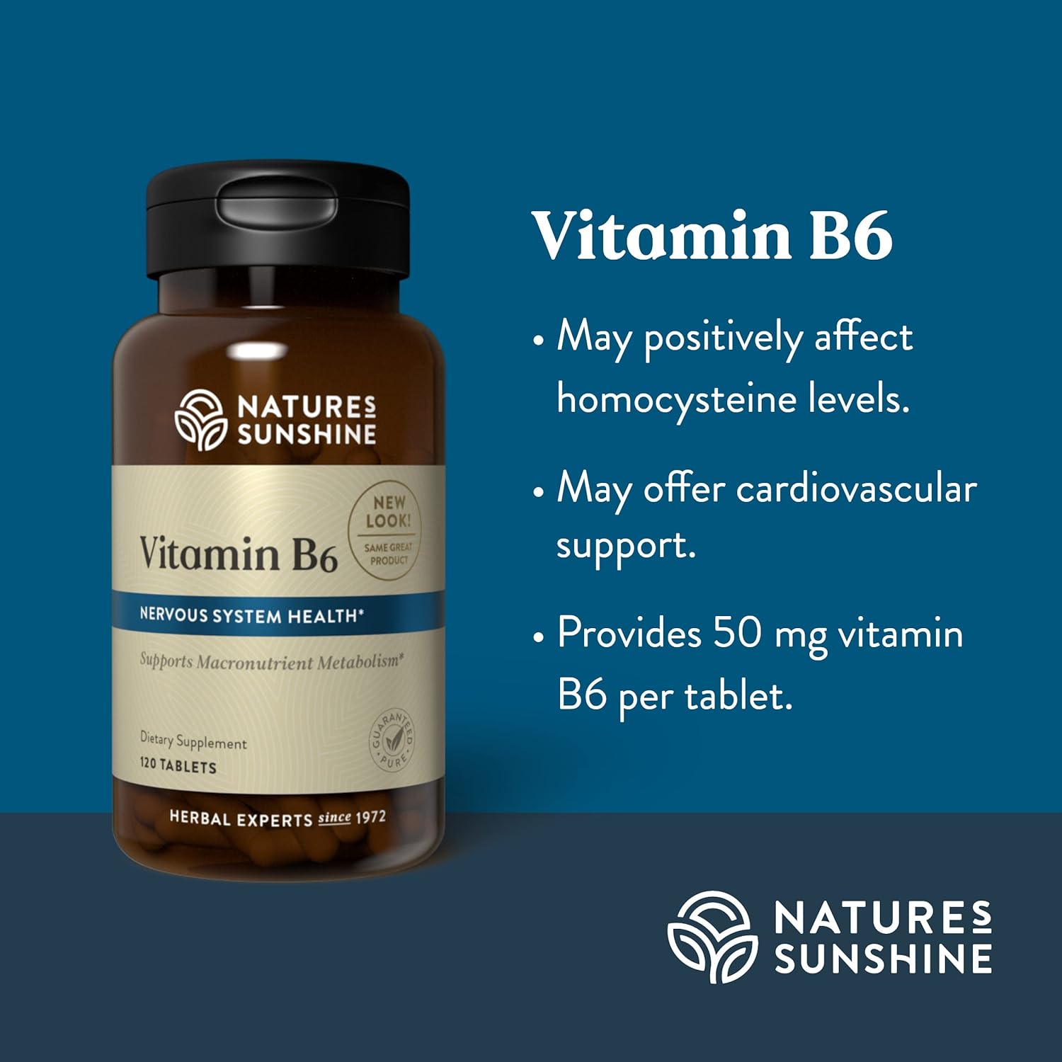 Nature's Sunshine Yonune NLMUBR LUCKSIT Vitamin B6 Tablets - 120 Count
