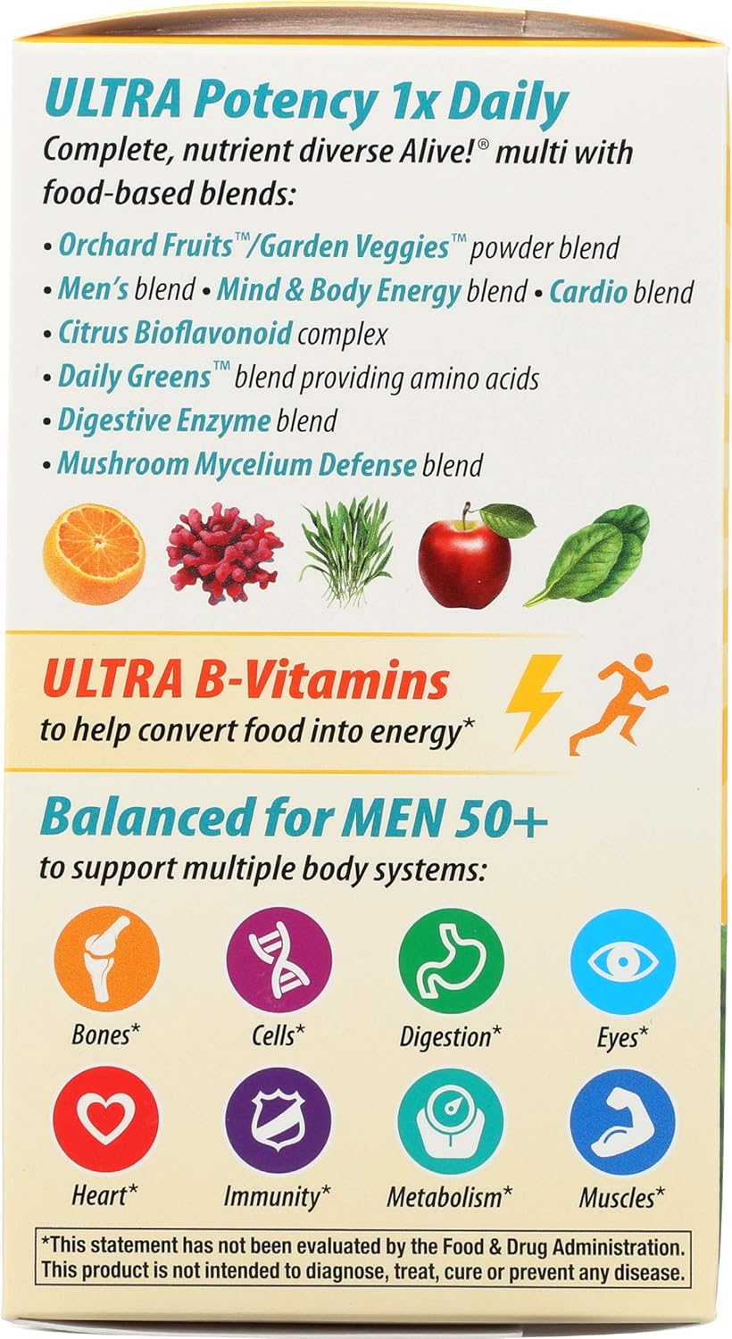 Nature's Way Alive Once Daily Men's 50+ Multi-Vitamin - 180 Tablets (3 Pack)