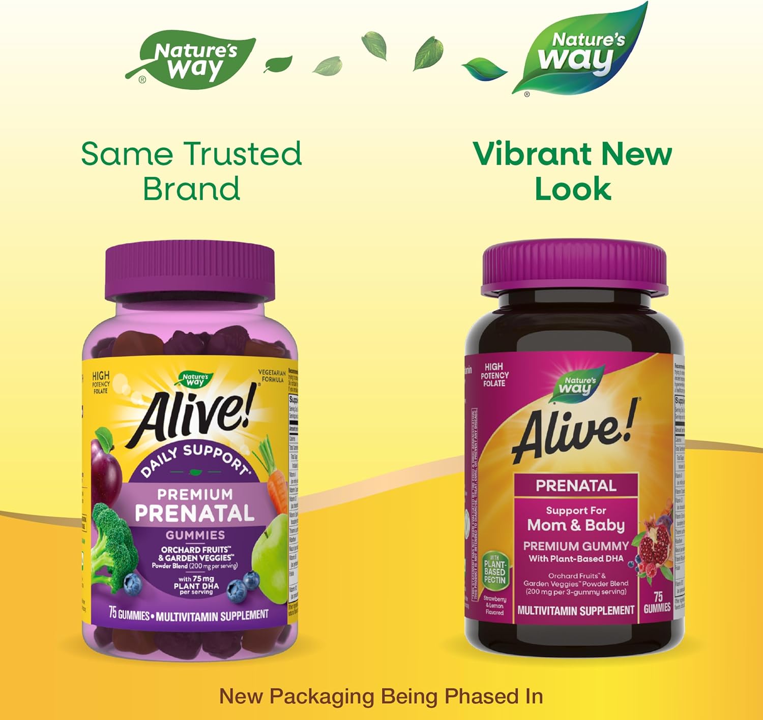 Nature's Way Alive! Prenatal Premium Gummy Multivitamin with High Potency Folate and Plant-Based DHA - 75 Vegetarian Gummies