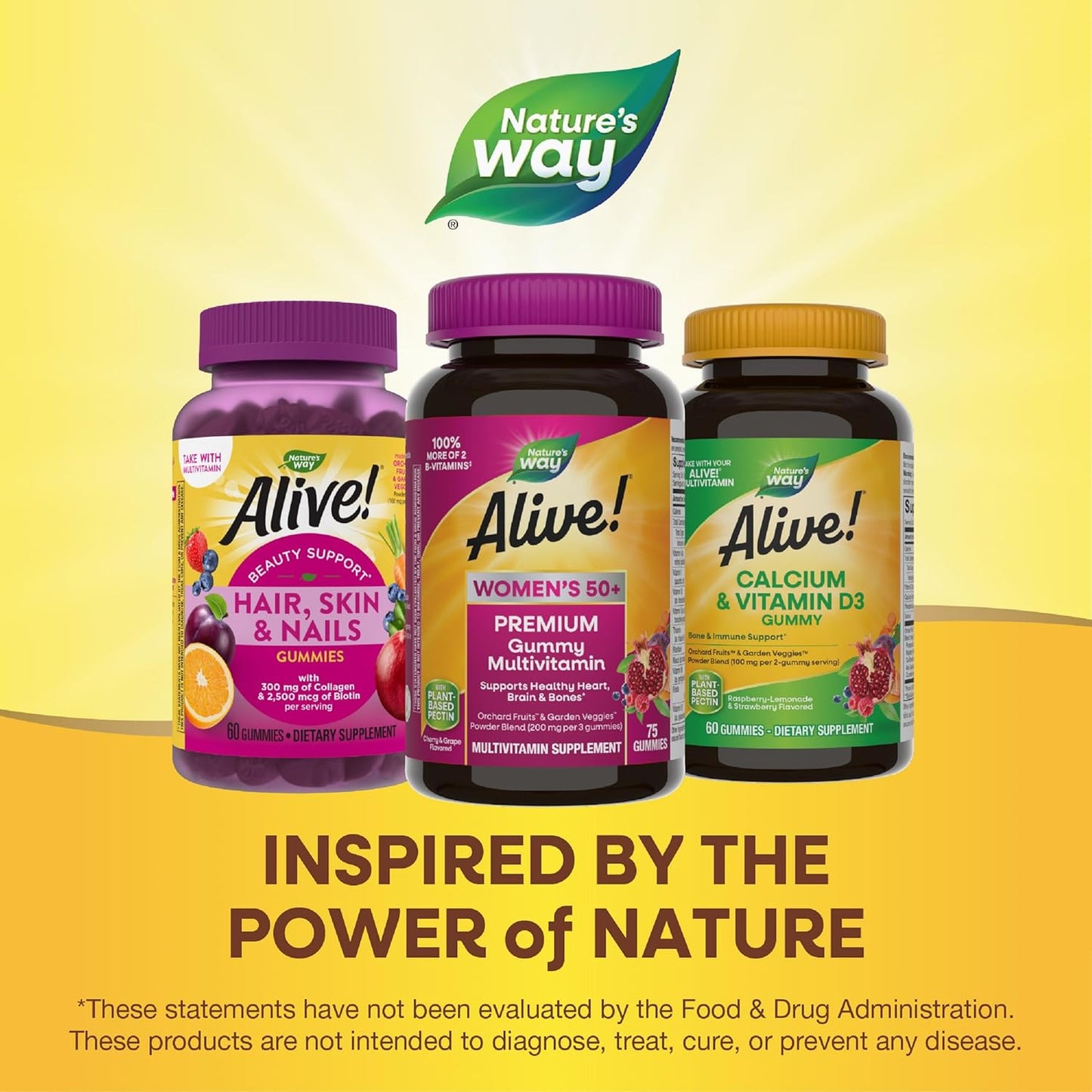 Nature's Way Alive! Women's 50+ Premium Gummy Multivitamin - Supports Heart, Brain, and Bones - B-Vitamins - Gluten-Free - Vegetarian - Grape and Cherry Flavored - 75 Gummies