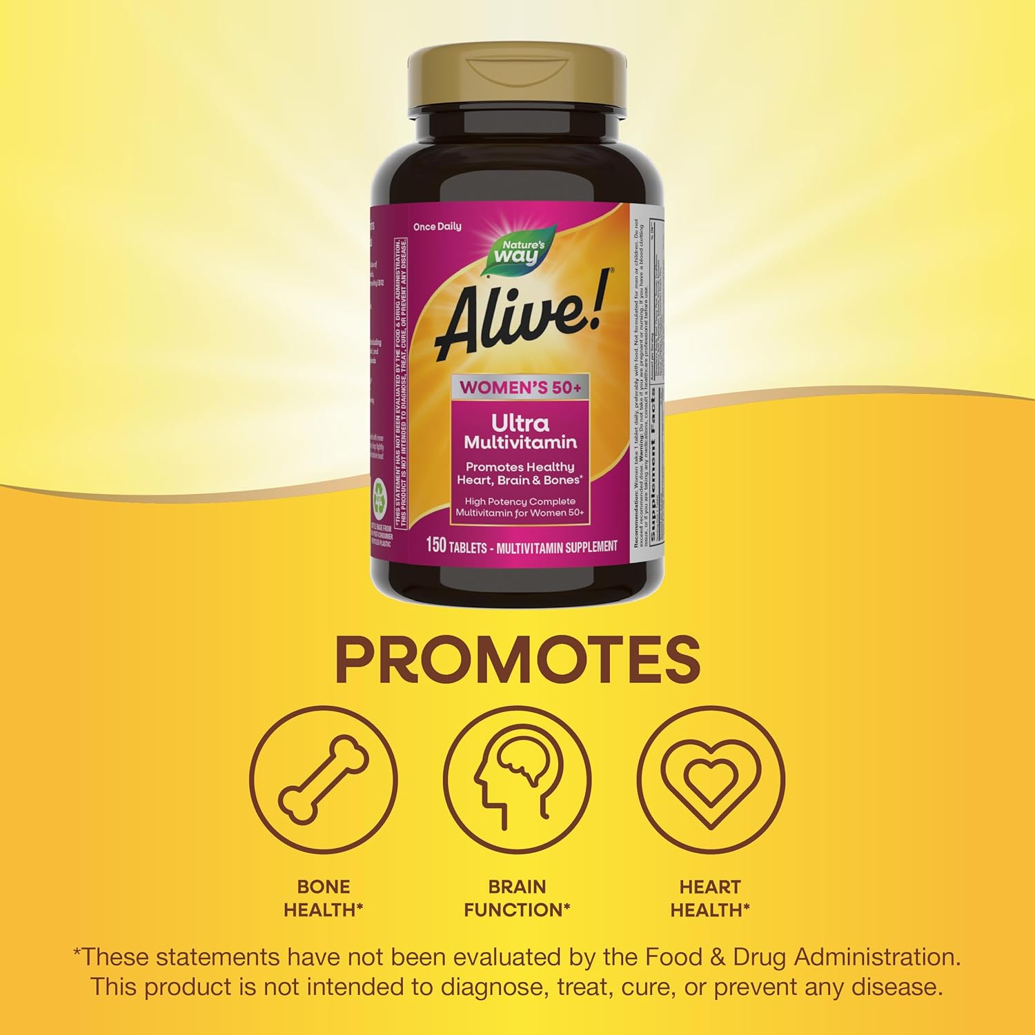 Nature's Way Alive! Women's 50+ Ultra Potency Multivitamin with Methylated B12 - 150 Tablets