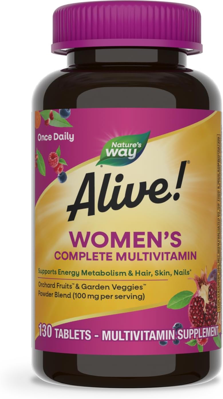 Nature's Way Alive Women's Multivitamin, 130 Tablets, Supports Energy Metabolism & Hair, Skin, Nails with B-Vitamins