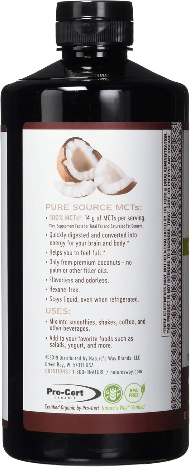 Nature's Way Coconut MCT Oil - Pure Source, No Fillers, 14g MCTs per Serving, 30 fl oz (Pack of 6)