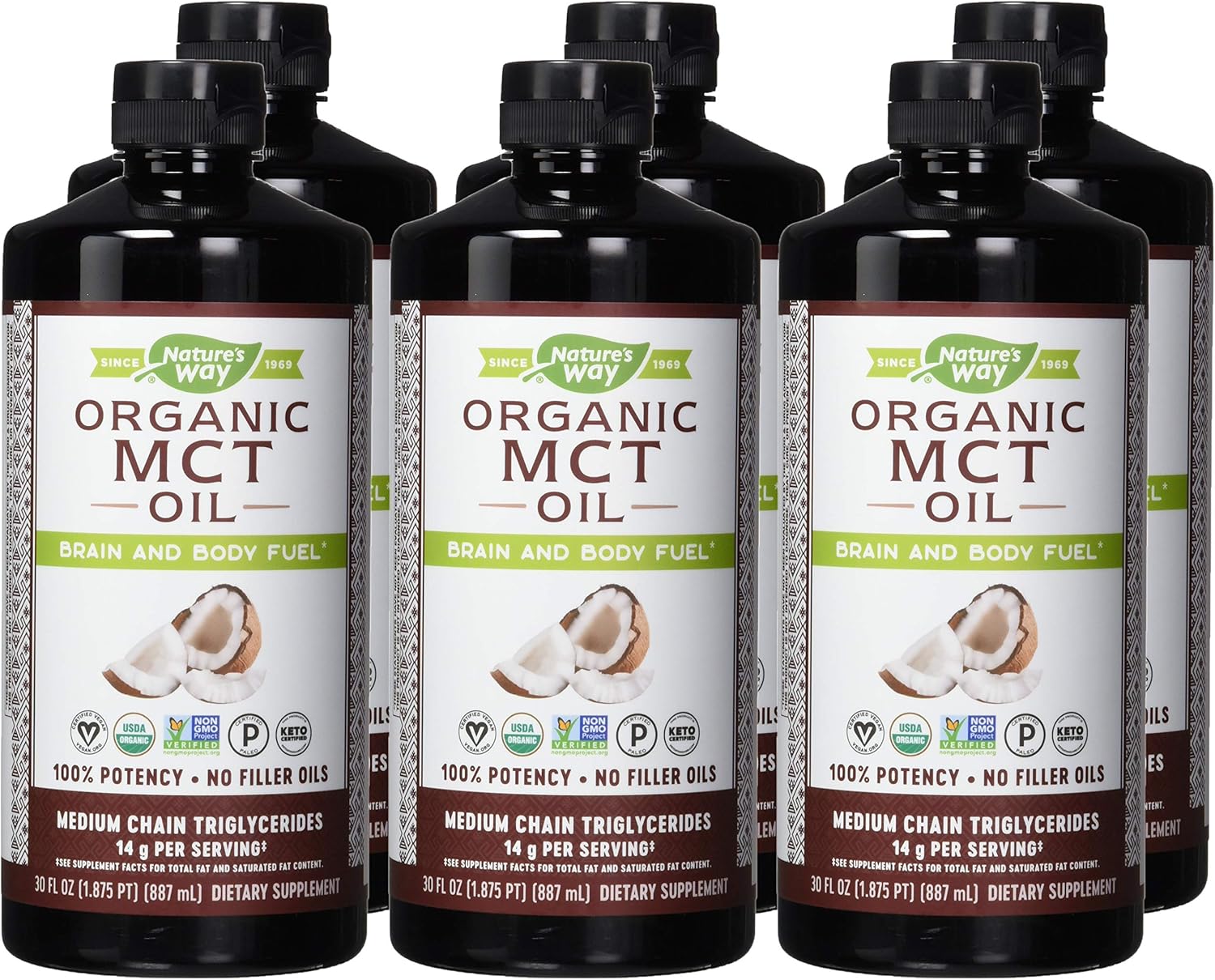 Nature's Way Coconut MCT Oil - Pure Source, No Fillers, 14g MCTs per Serving, 30 fl oz (Pack of 6)