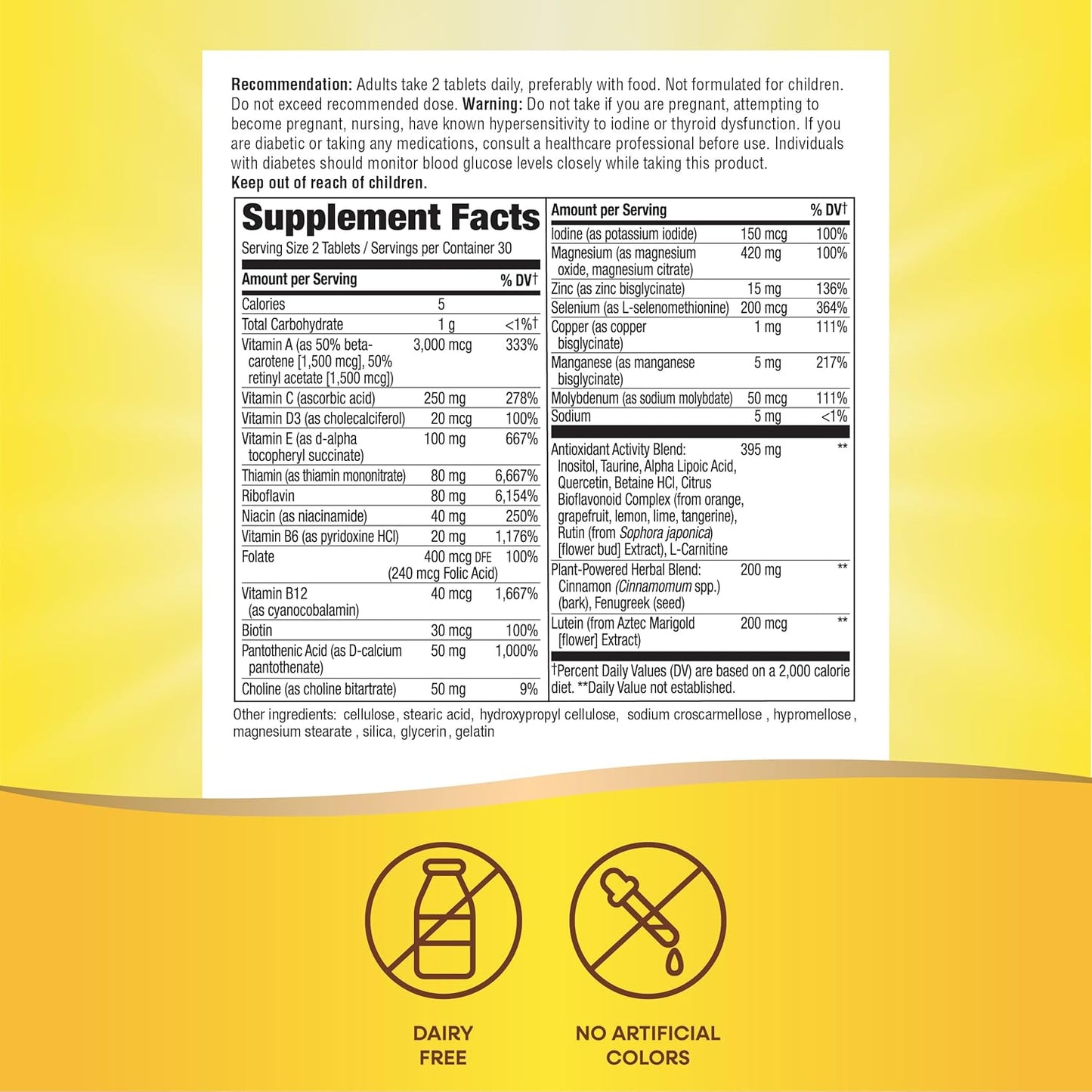 Nature's Way Completia Diabetic Multivitamin with Alpha Lipoic Acid, Cinnamon & Fenugreek - High Potency B-Vitamins - 60 Tablets