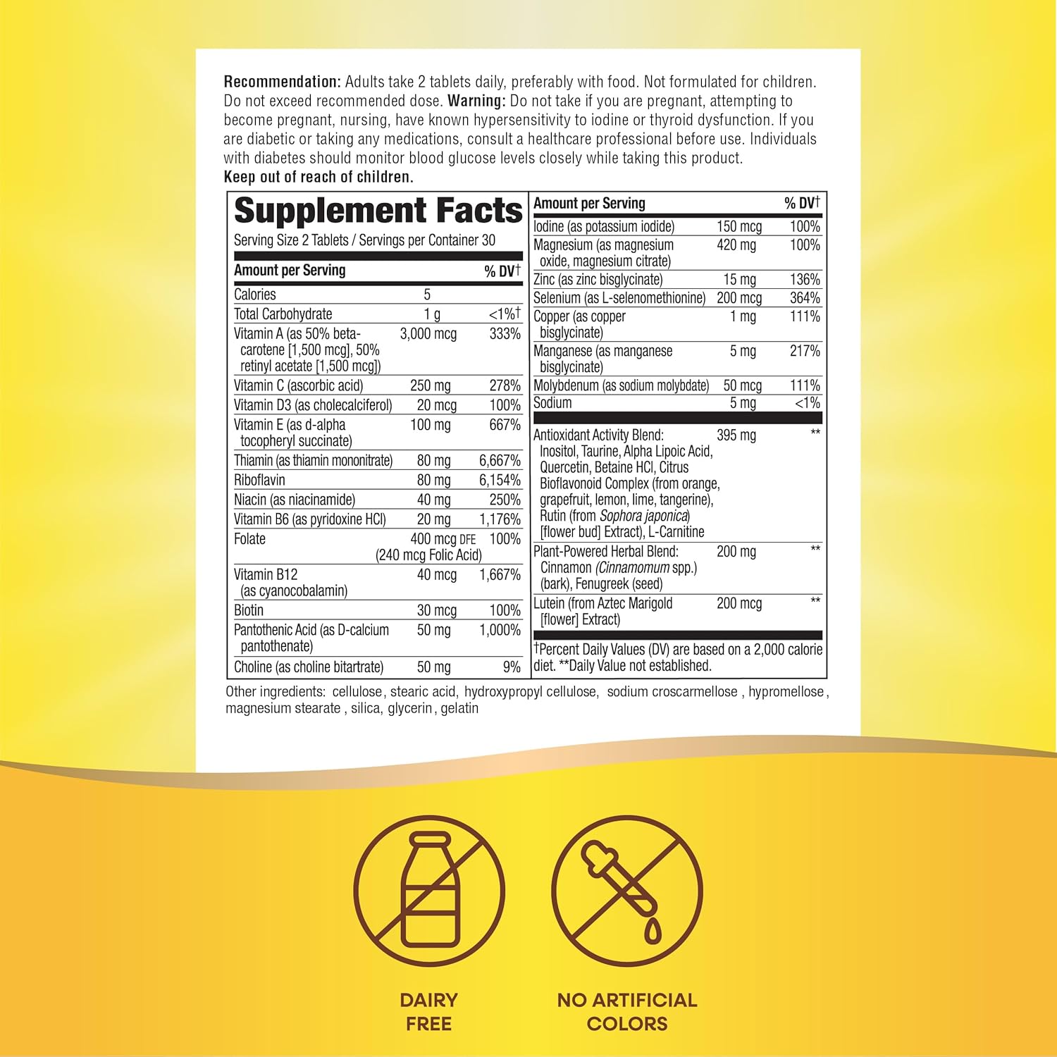 Nature's Way Completia Diabetic Multivitamin with Alpha Lipoic Acid, Cinnamon & Fenugreek - High Potency B-Vitamins - 60 Tablets