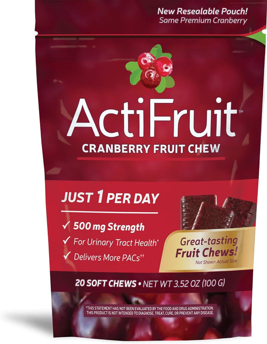 Nature's Way Enzymatic Therapy Actifruit Cran-Max Cranberry Supplement 500mg Soft Chews - 20 Count (Pack of 2)