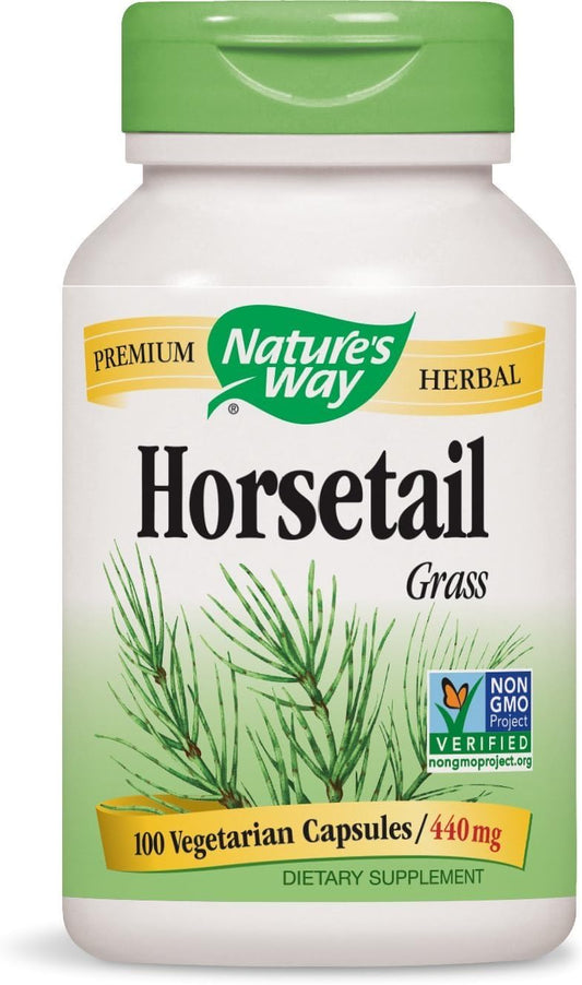 Nature's Way Horsetail Grass 400mg, 100 Veg Caps - Pack of 3. Pure & Natural Horsetail Supplement for Hair, Skin & Nails.