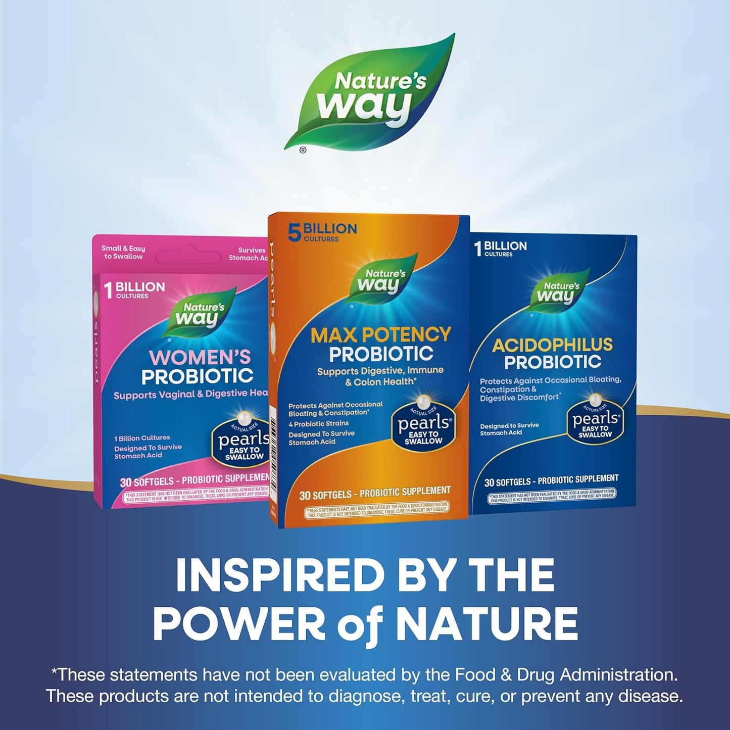 Nature's Way Max Potency Probiotic Pearls - Supports Digestive, Immune, Colon Health - 5 Billion Live Cultures - 30 Softgels x 2 Pack