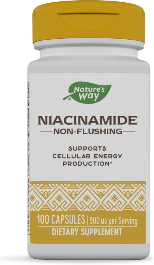 Nature's Way Niacin 100mg - 200 Capsules - Twin Pack for Cardiovascular Health and Energy Support