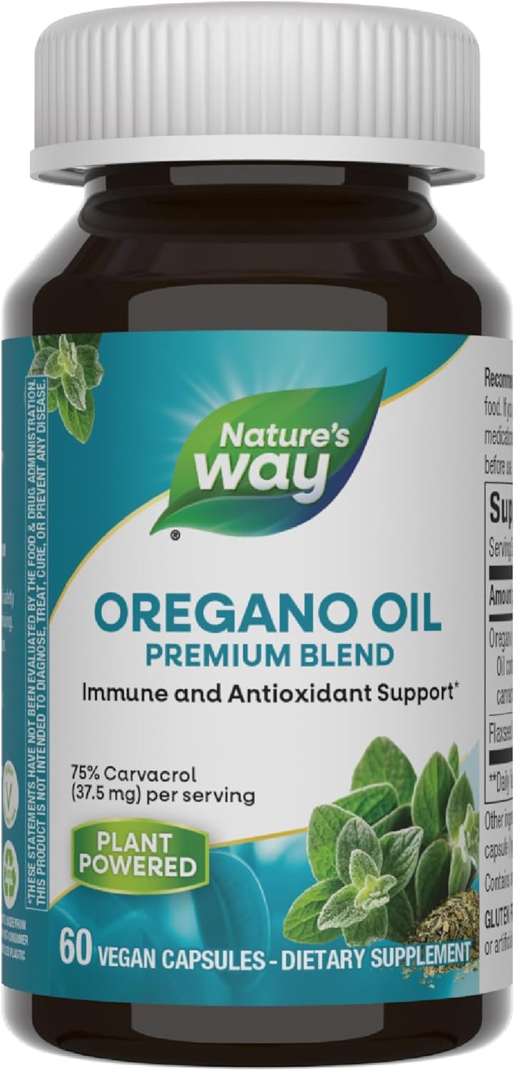 Nature's Way Oregano Oil Supplement - Immune Support - High Carvacrol - Gluten Free - 60 Vegan Capsules