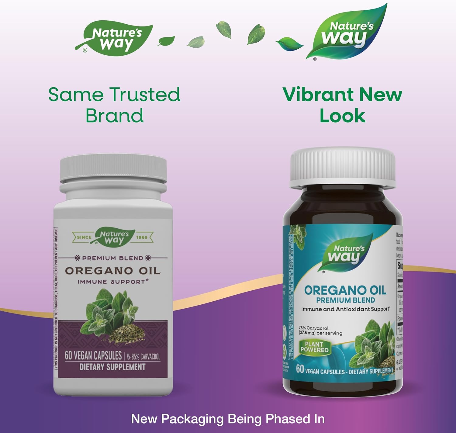 Nature's Way Oregano Oil Supplement - Immune Support - High Carvacrol - Gluten Free - 60 Vegan Capsules