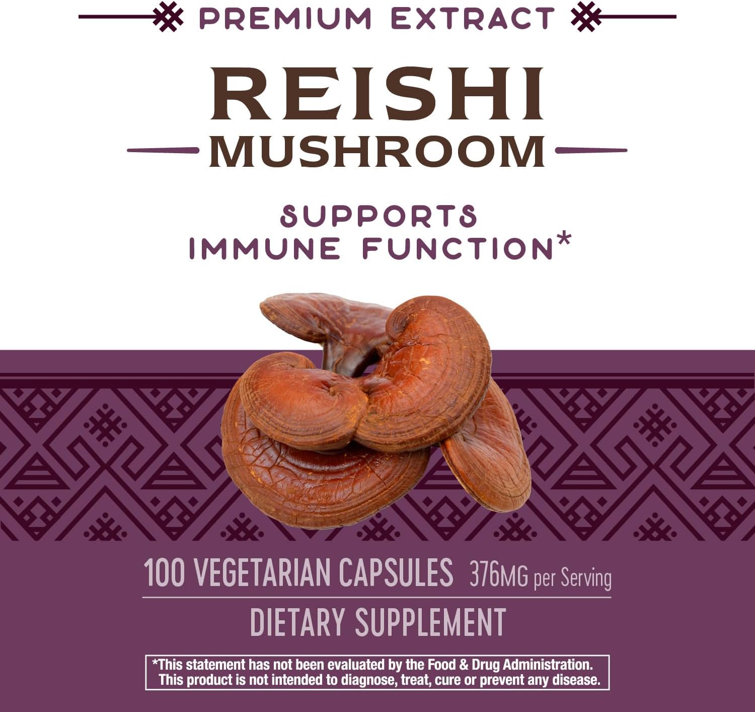 Nature's Way Reishi Mushroom Capsules - Immune Support, Non-GMO, Adaptogenic - 100 Count
