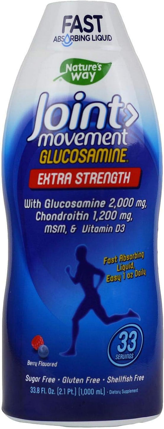 Nature's Way Wellesse Extra Strength Glucosamine Joint Movement Liquid, Natural Berry Flavor, 33.8 fl oz - 2 Pack