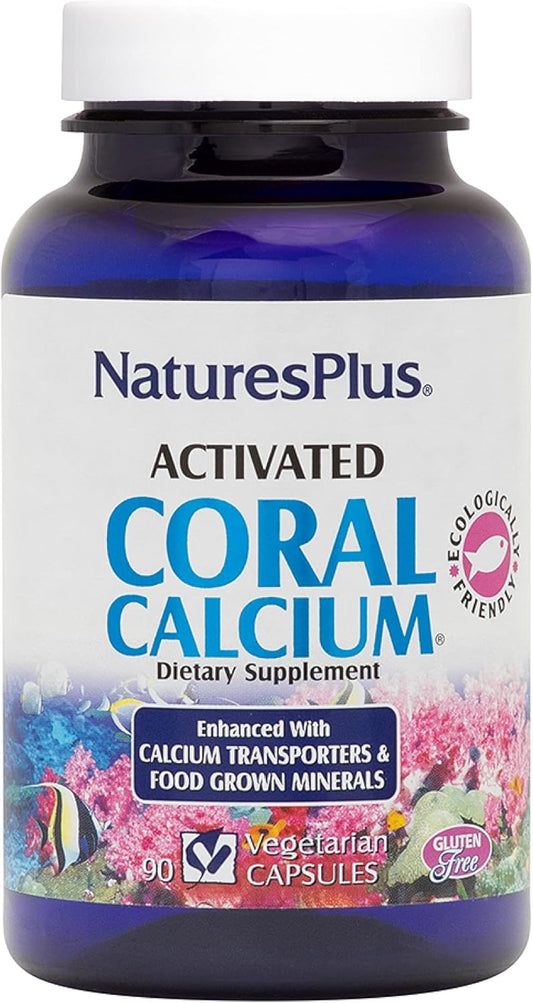 NaturesPlus Activated Coral Calcium Capsules - 345mg, 90 Vegetarian Pills - Bone Health Supplement with Magnesium & Vitamins - Hypoallergenic, Gluten-Free