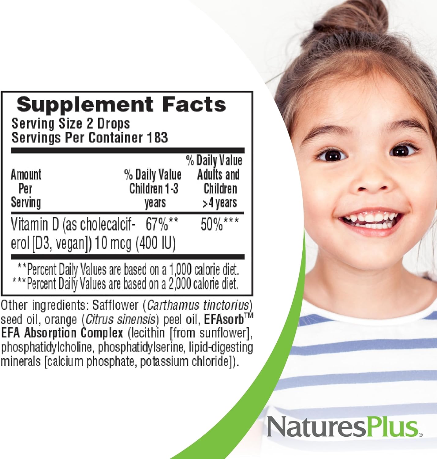 NaturesPlus Animal Parade Liquid Vitamin D3 Drops for Kids - 200 iu, 10 ML - Orange Flavor - Bone & Immune Health Support - Gluten-Free, Vegetarian - 365 Servings