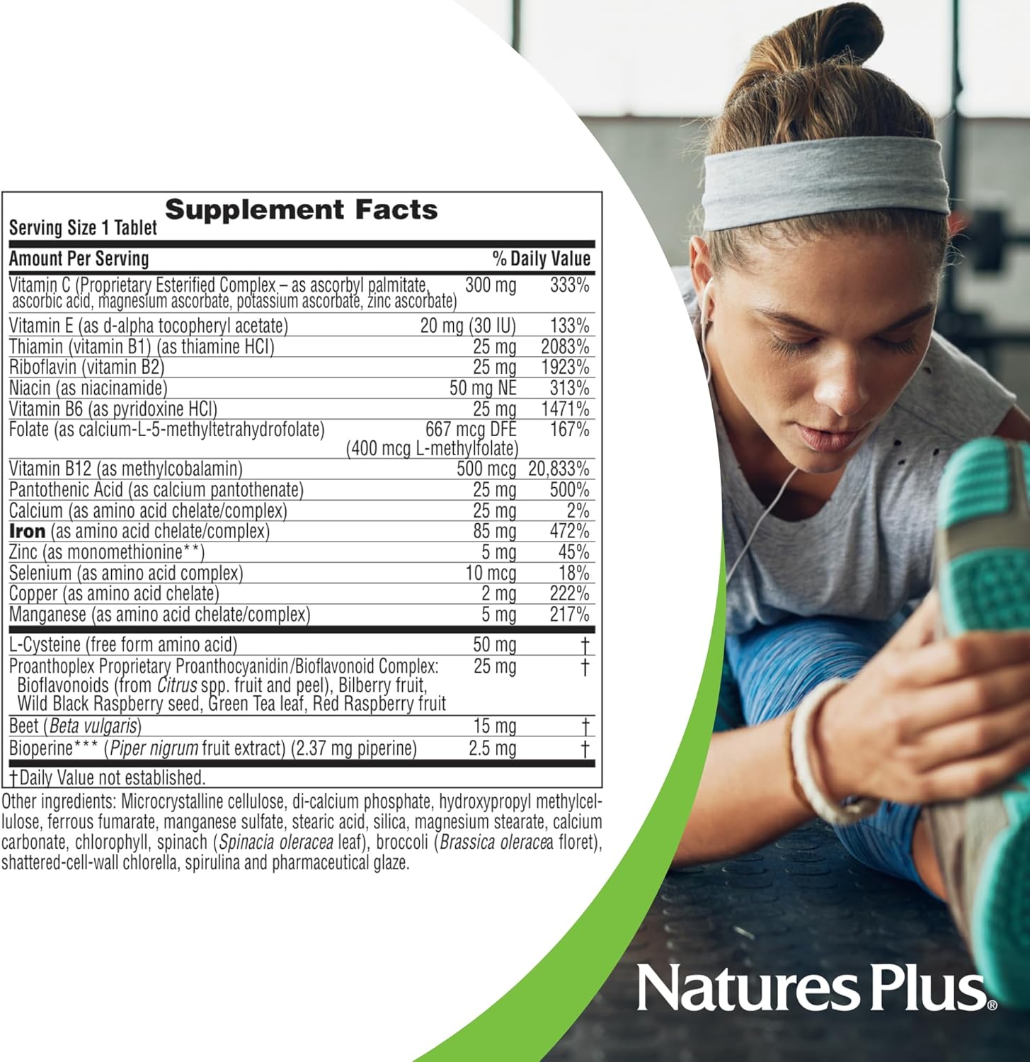 NaturesPlus Hema-Plex Iron 30 Tablets x 6 Packs - 85 mg Chelated Iron - Vitamin C & Bioflavonoids - Non GMO, Vegetarian, Gluten Free - Total Blood Health - 180 Servings