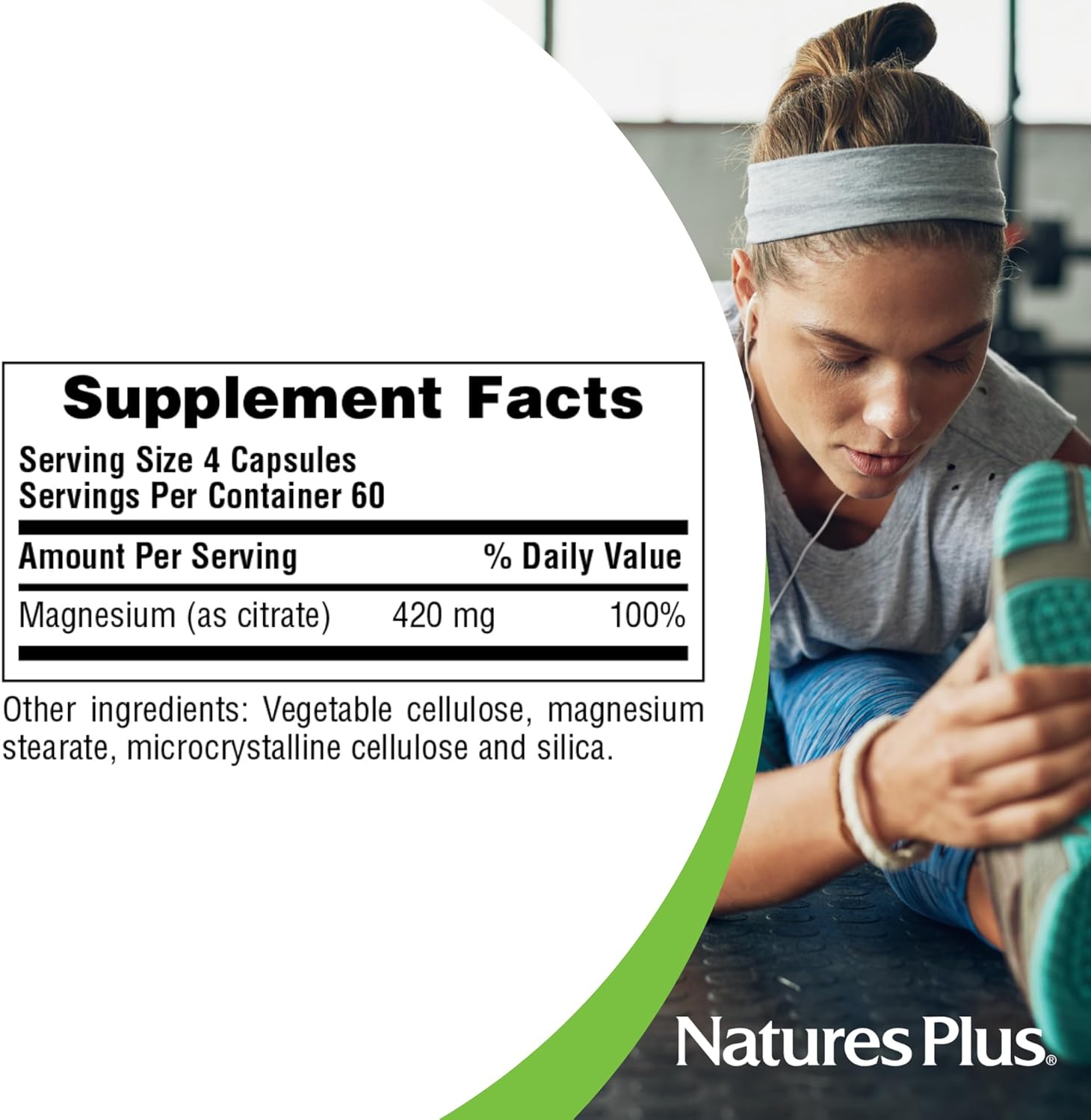 NaturesPlus KalmAssure Magnesium Capsules - 240 Vegan Capsules - Bioavailable Magnesium Citrate - Supports Nerve & Muscle Relaxation
