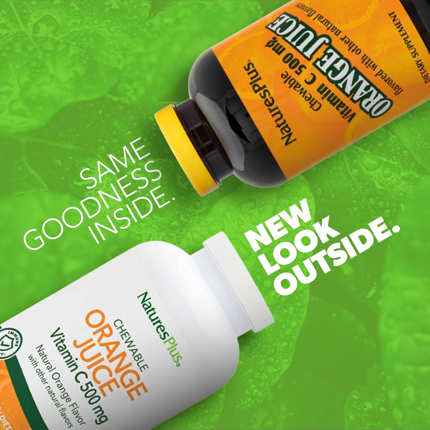 NaturesPlus Orange Juice Vitamin C 500mg Chewable Tablets - 360 Servings, Pack of 2 - Supports Immune Health - Gentle on Stomach - Vegan & Gluten Free