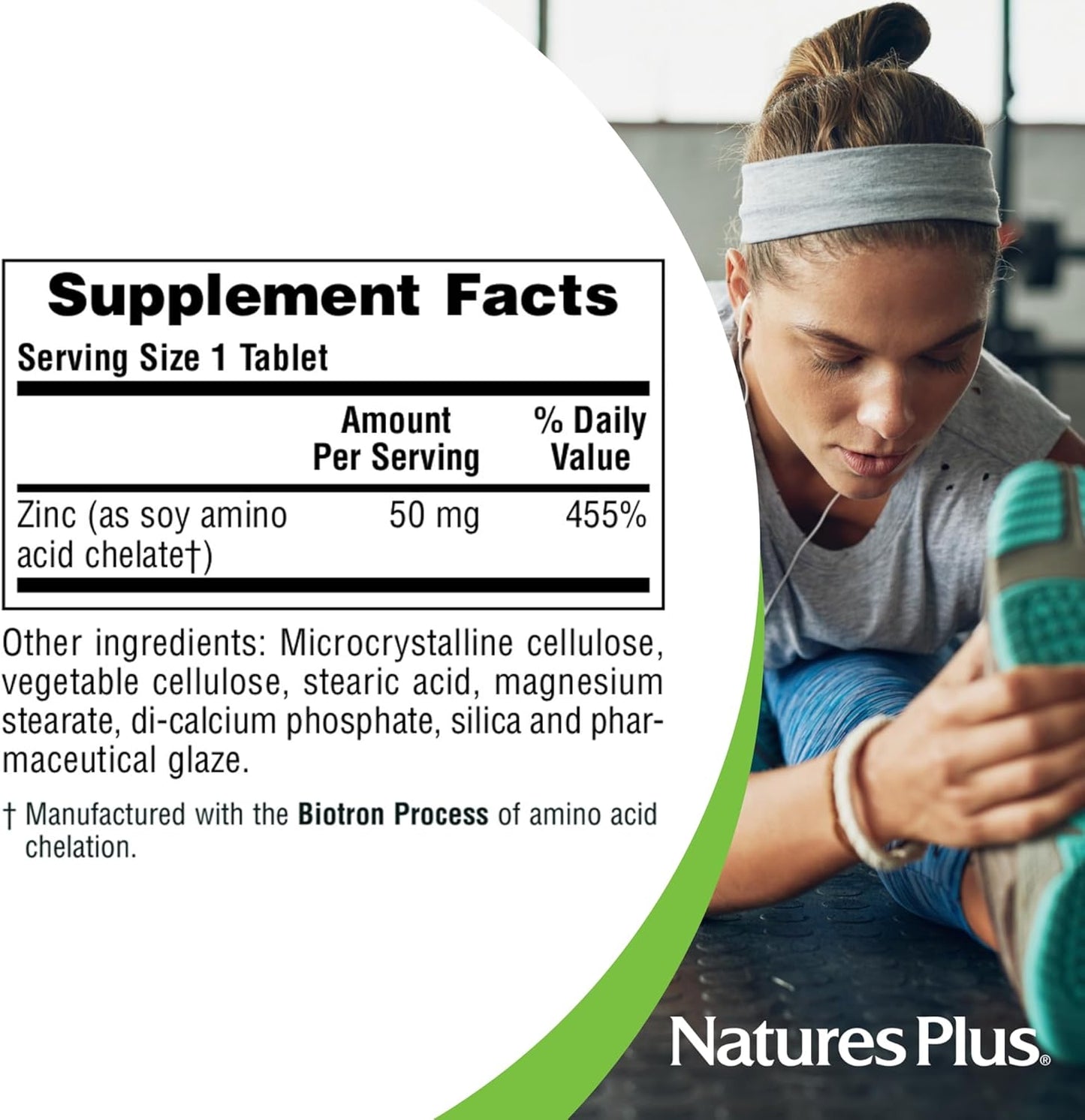 NaturesPlus Zinc 50mg Tablets - 90 Count Bottle