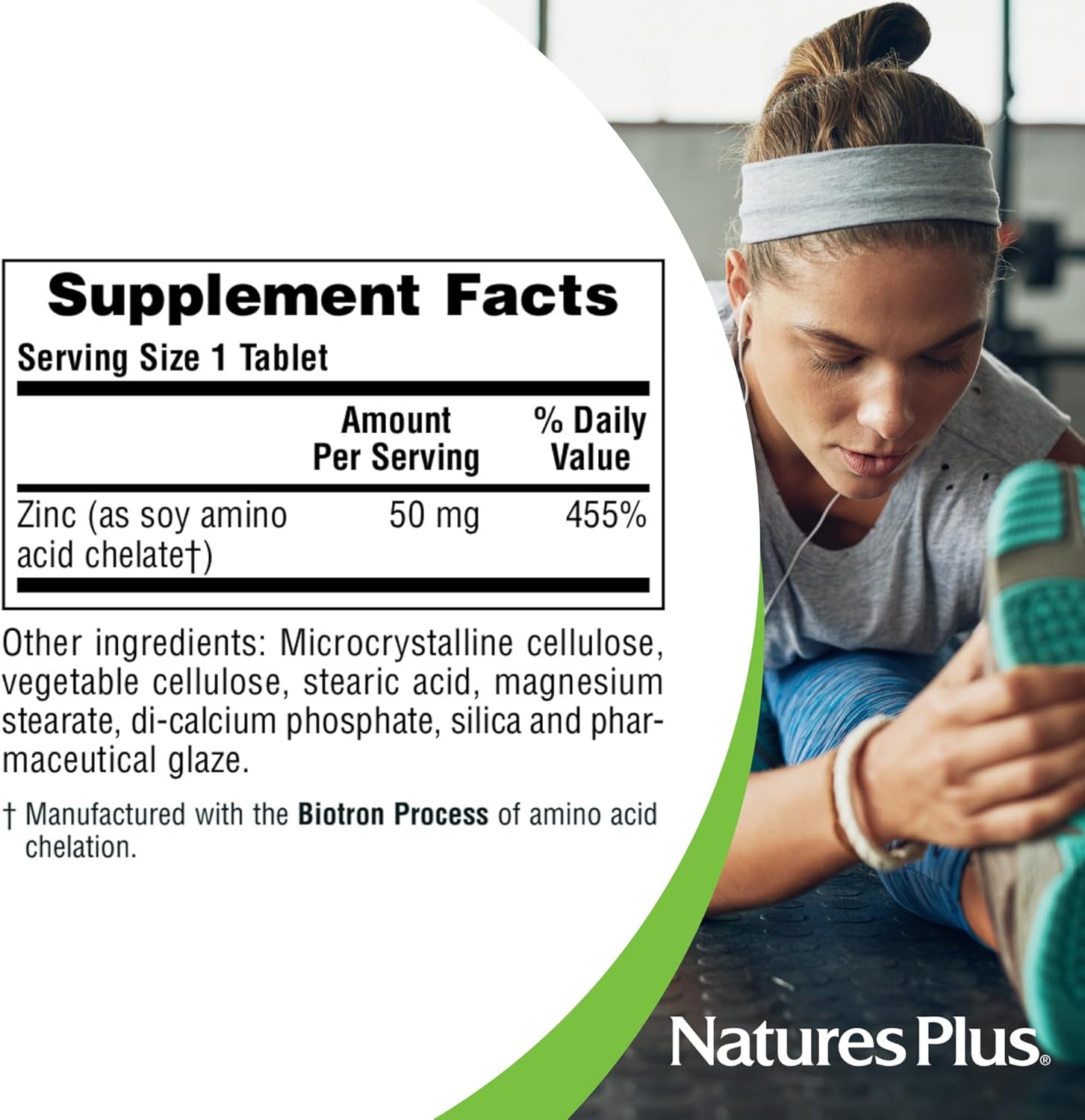 NaturesPlus Zinc 50mg Tablets - 90 Count Bottle