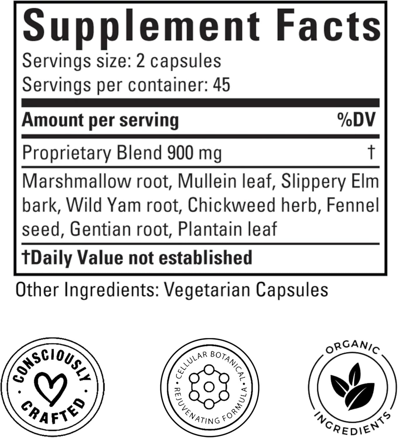 Naturopath Formulated GI Daily Gut Cleanse - Digestive Support Supplement with Marshmallow Root, Slippery Elm Bark, Mullein Leaf - 90 Capsules