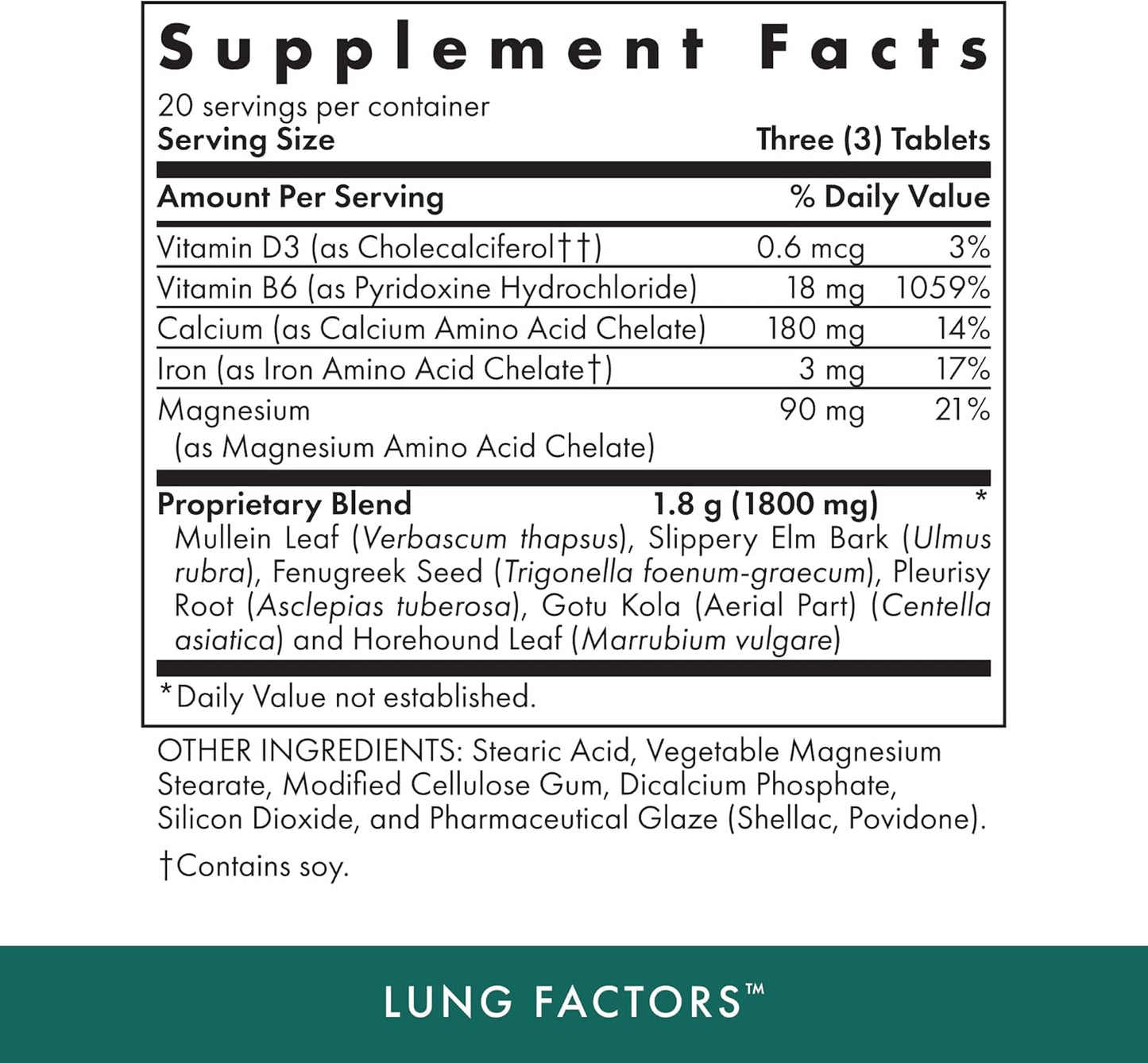 Naturopathic Lung Support Supplement - 60 Vegetarian Tablets - Boost Lung Function with Vitamin D, Calcium, Magnesium - Kosher - 20 Servings